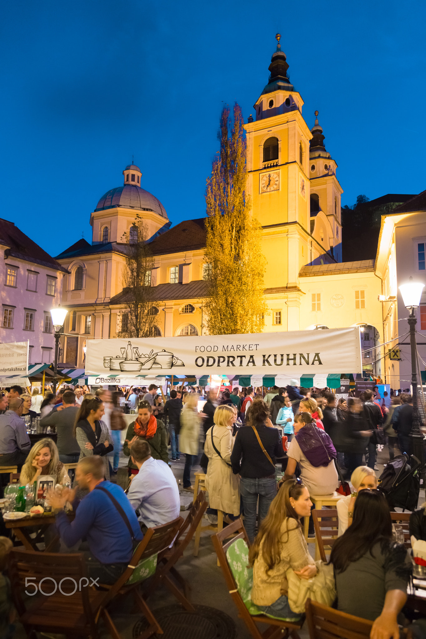 Open kitchen food market in Ljubljana, Slovenia.