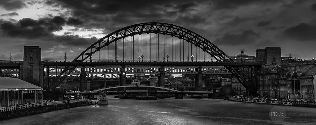 Canon EOS 30D + Sigma 17-70mm F2.8-4 DC Macro OS HSM sample photo. Newcastle bridges, newcastle, uk photography