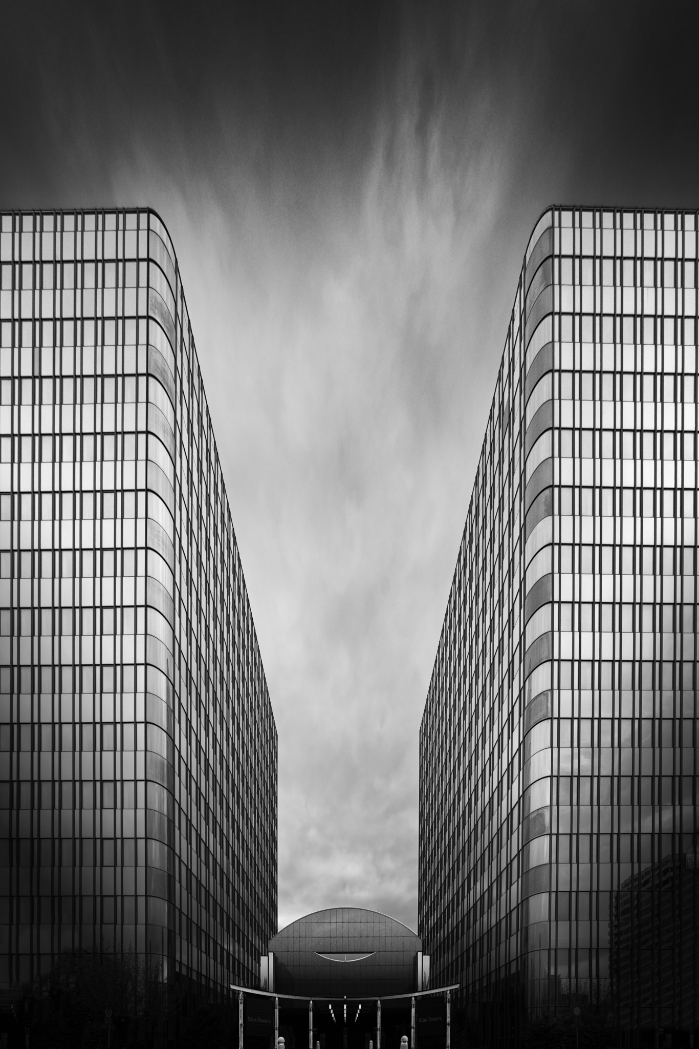 Sony a7R + Canon EF 17-40mm F4L USM sample photo. Blue towers - frankfurt noir photography