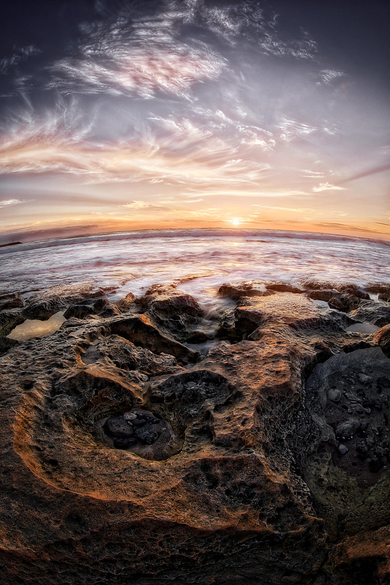 Canon EOS-1D X + Canon EF 8-15mm F4L Fisheye USM sample photo. Avalon beach sunset photography