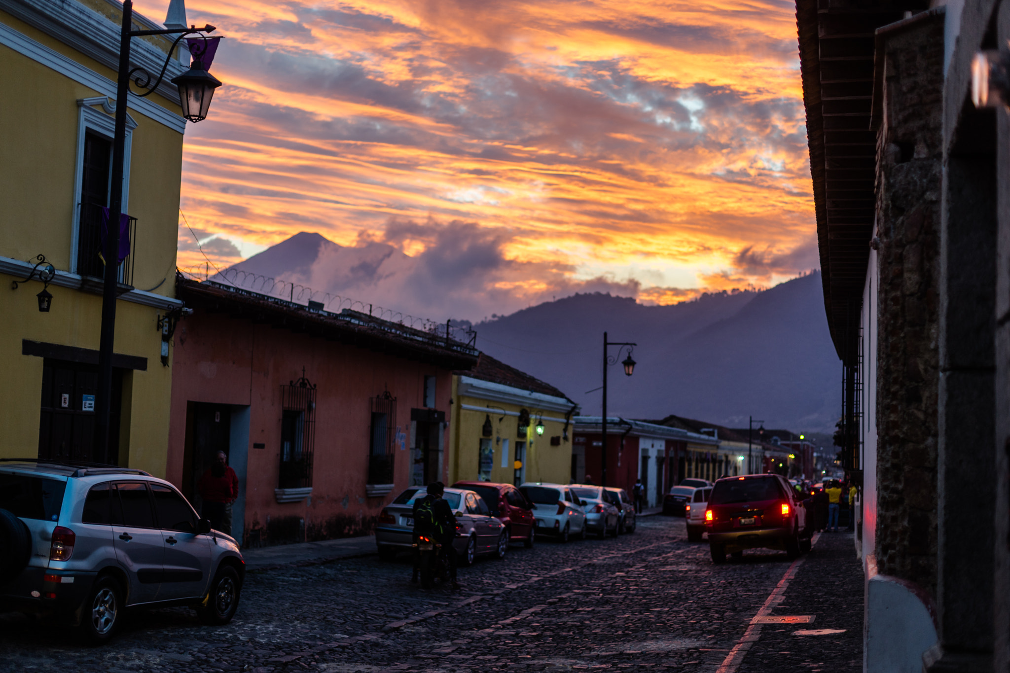 Sony a7 II + Sony 50mm F1.4 sample photo. Sunset antigua guatemala photography