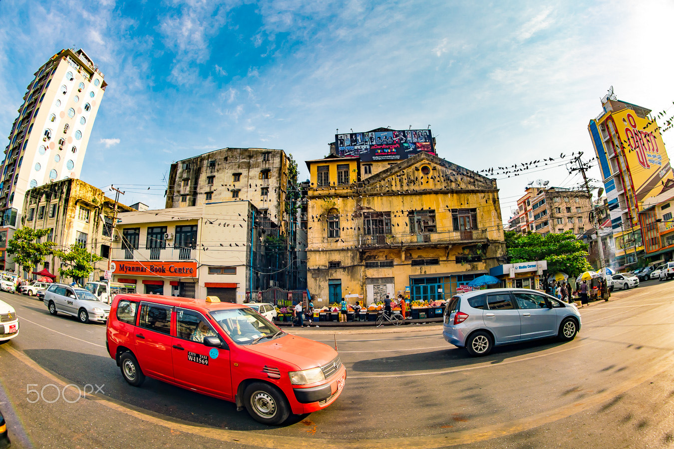 Sony a7R II + Sony 16mm F2.8 Fisheye sample photo. Yangon street photography