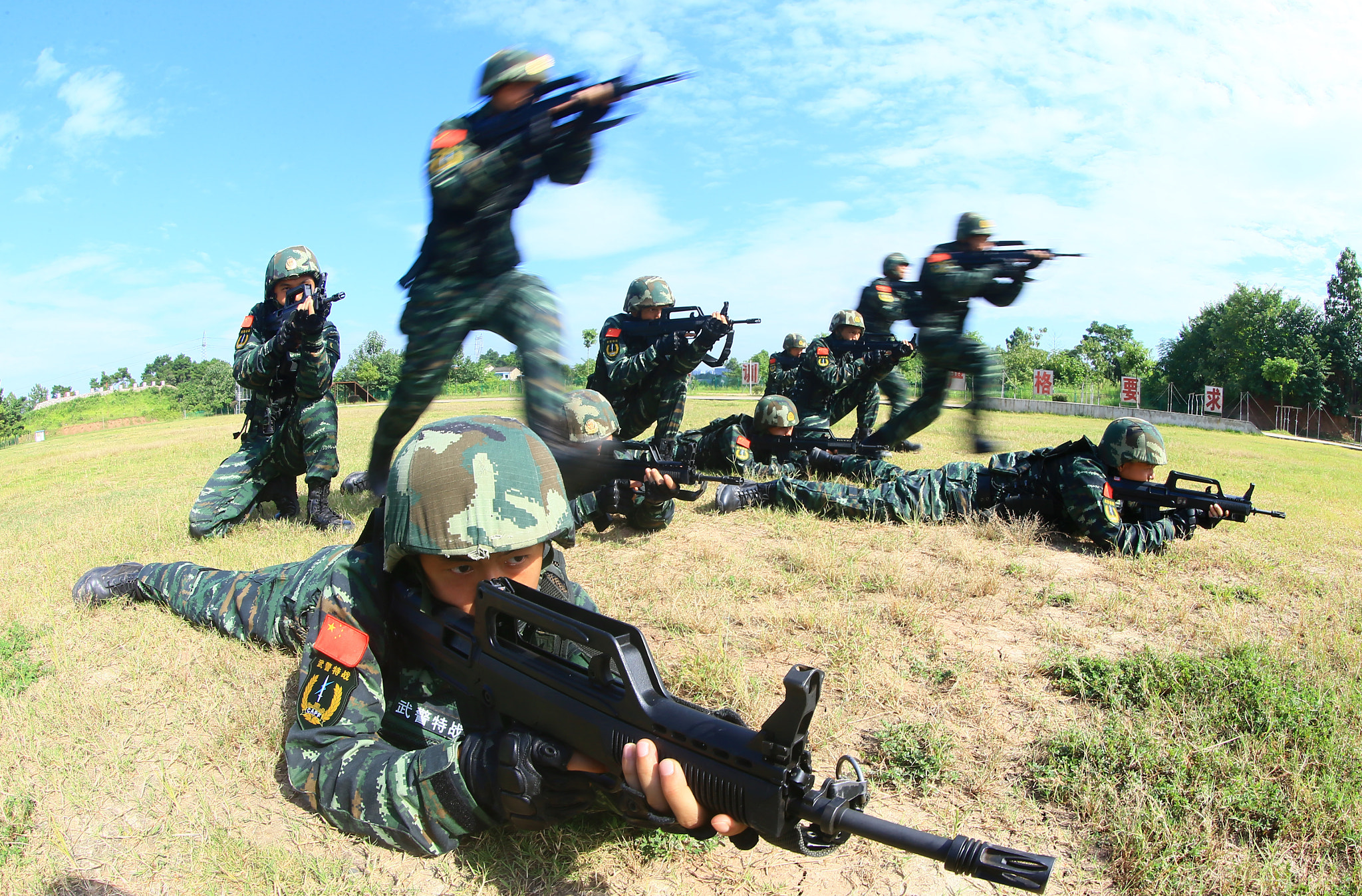 Canon EOS-1D X + Canon EF 8-15mm F4L Fisheye USM sample photo. Anti-terrorism drill in china photography