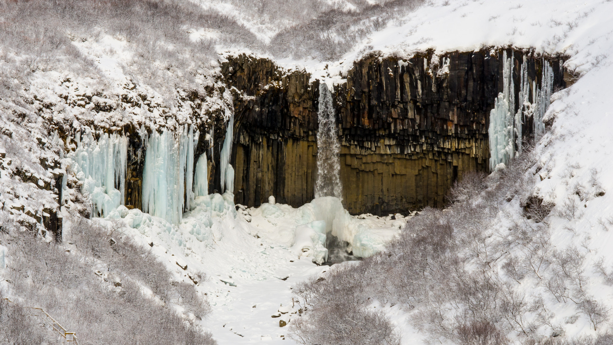 Nikon D7000 + Sigma 24-105mm F4 DG OS HSM Art sample photo. Svartifoss surrounded by snow photography