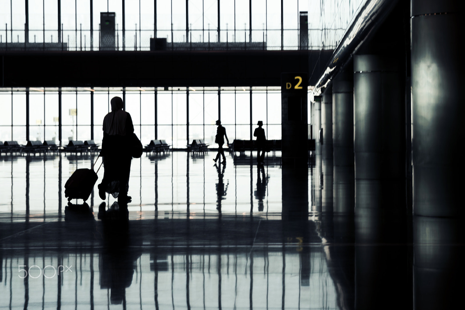 Nikon D610 + Sigma 24-70mm F2.8 EX DG Macro sample photo. Woman with luggage. photography