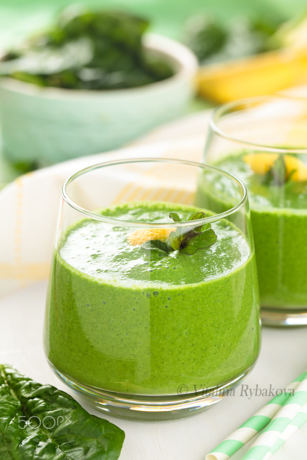 Green milkshake with mint.