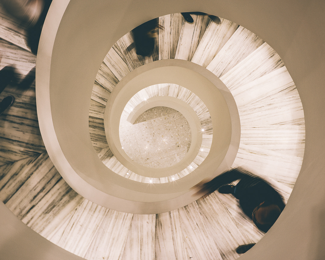 Sony a7R II + E 35mm F2 sample photo. Spiral staircase photography