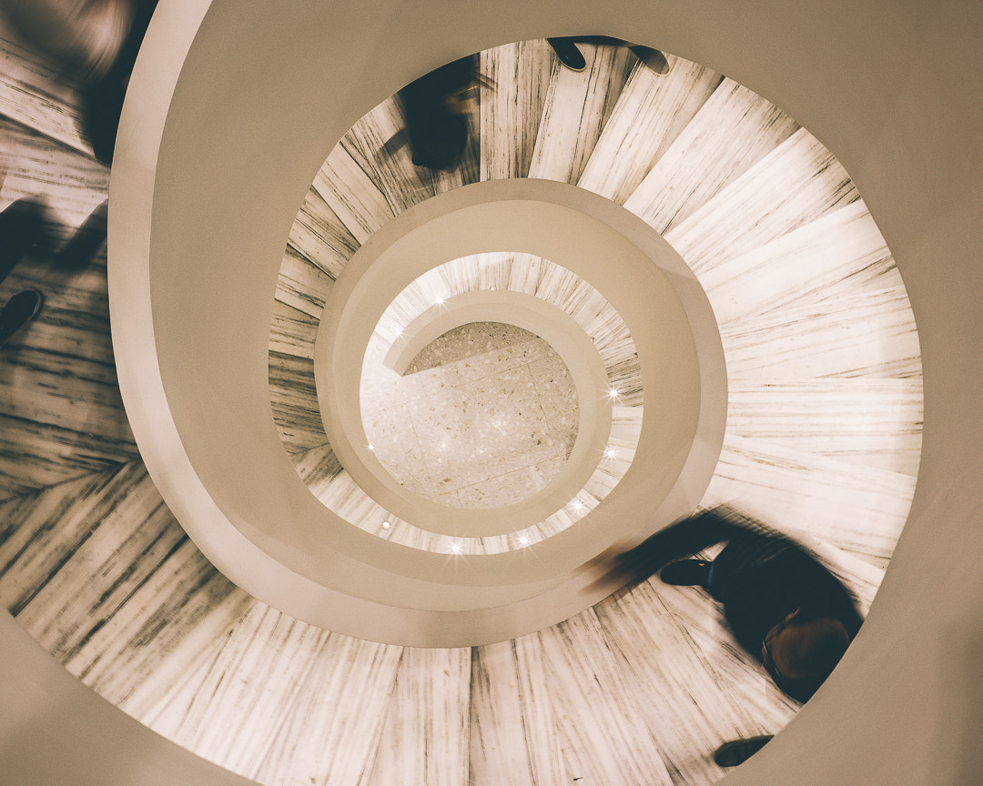 E 35mm F2 sample photo. Spiral staircase photography
