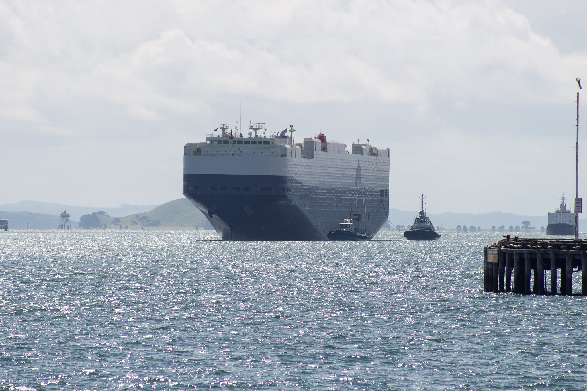 Canon EOS 700D (EOS Rebel T5i / EOS Kiss X7i) + Canon EF 80-200mm F4.5-5.6 II sample photo. Car carrier trans future 7 arriving in auckland photography