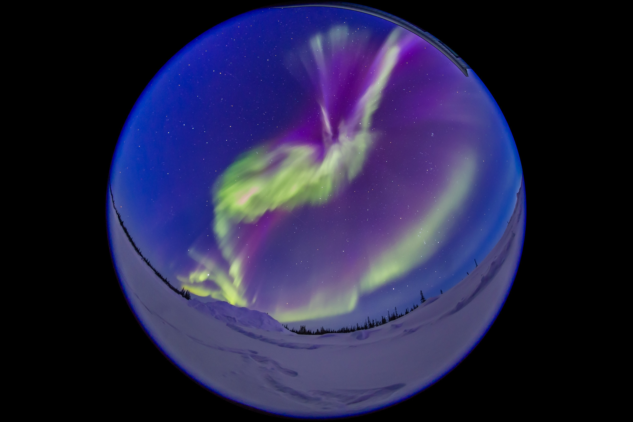 Sigma 8mm F3.5 EX DG Circular Fisheye sample photo. All-sky aurora in the twilight photography