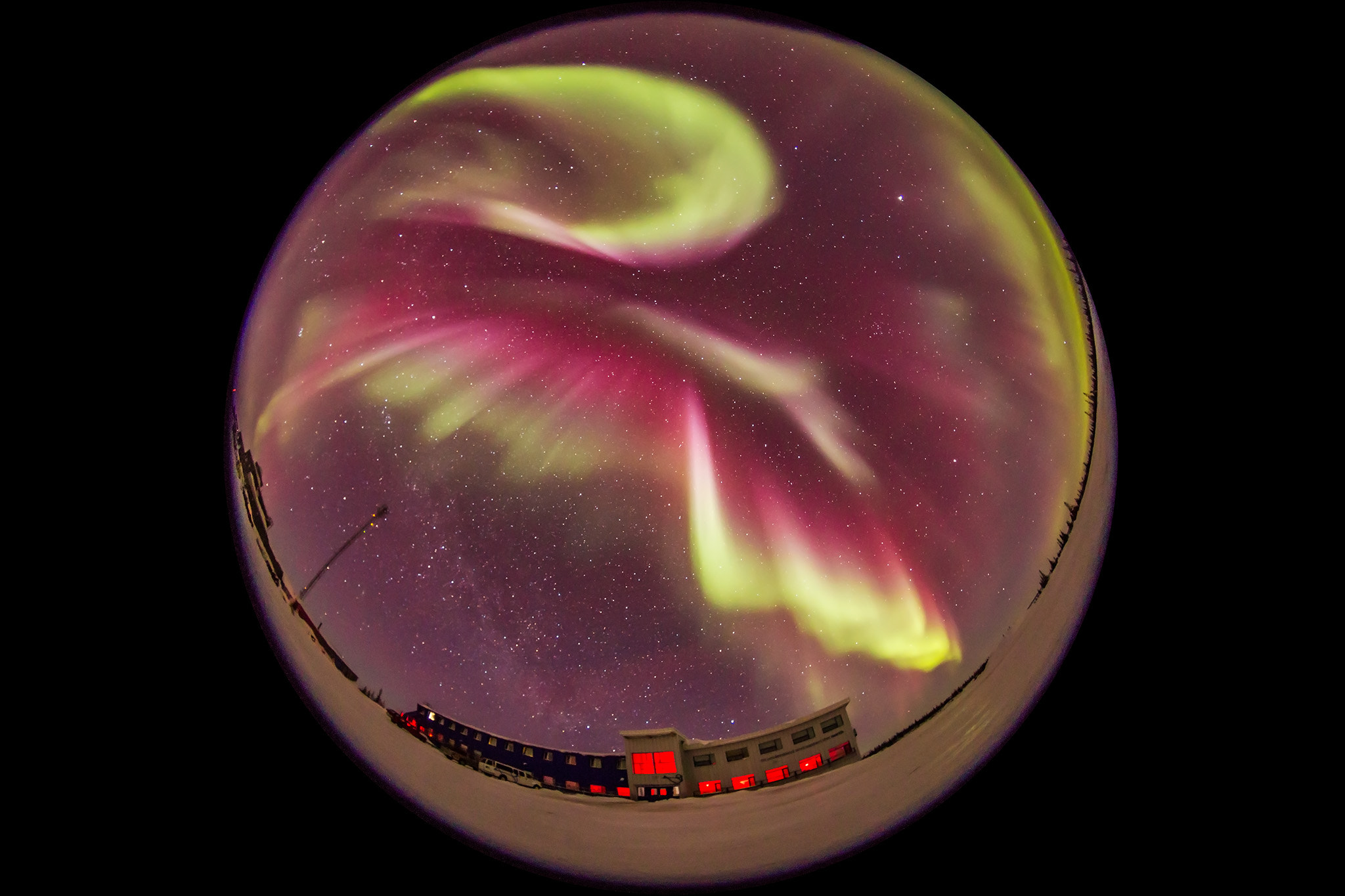 Sigma 8mm F3.5 EX DG Circular Fisheye sample photo. All-sky aurora over cnsc #1 photography