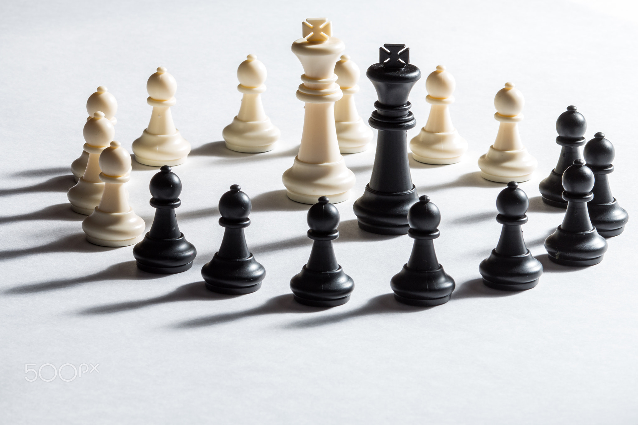 Chess pieces on a white background