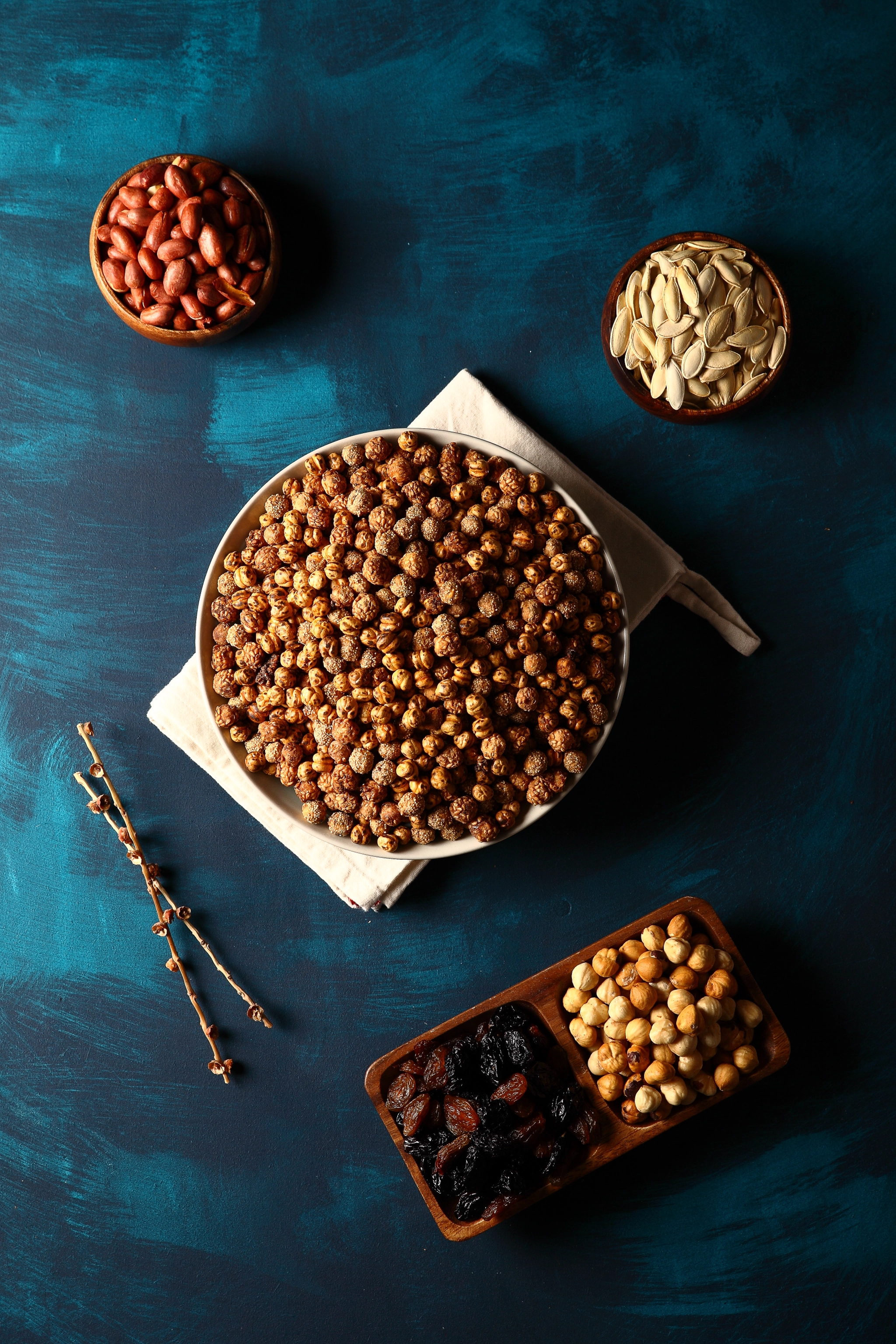 Nuts on blue