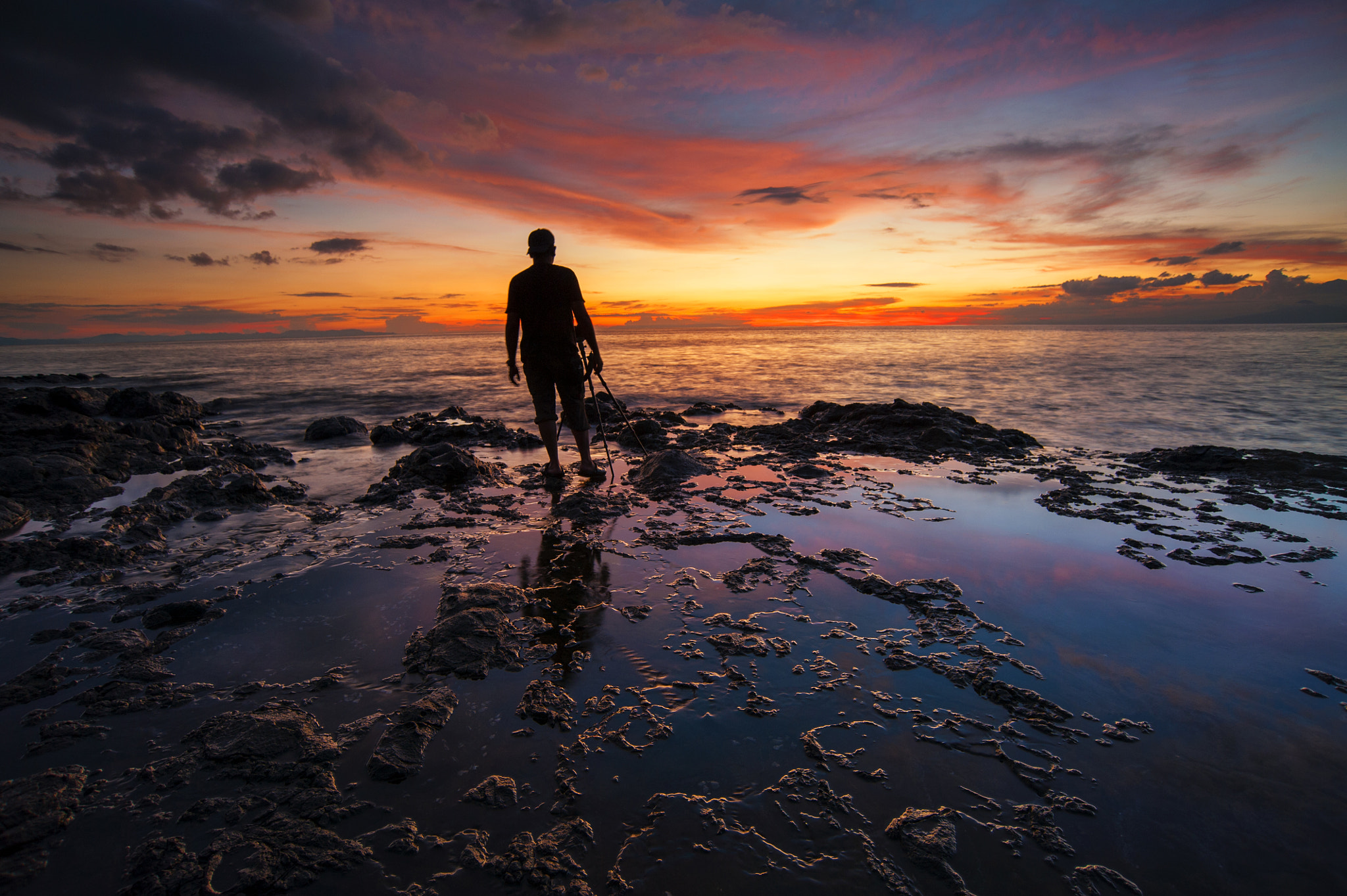 Nikon D3 sample photo. Portrait of man capturing sunset photography