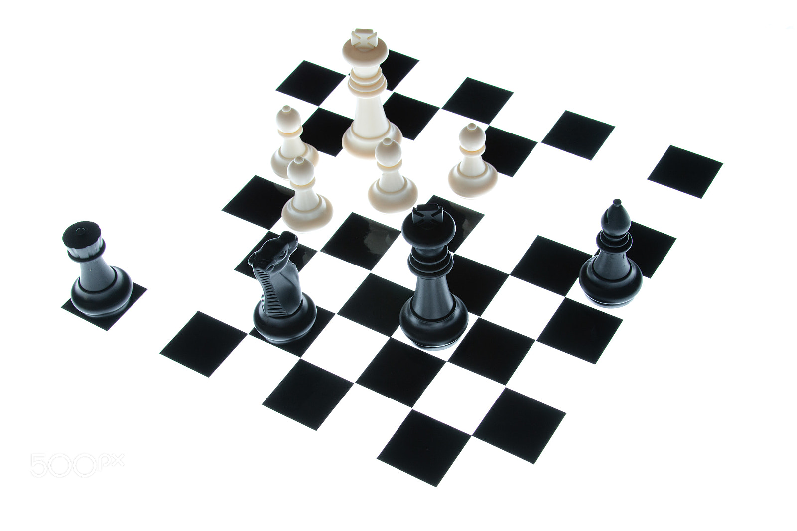Canon EF 28-300mm F3.5-5.6L IS USM sample photo. Chess pieces on the board on a white background photography