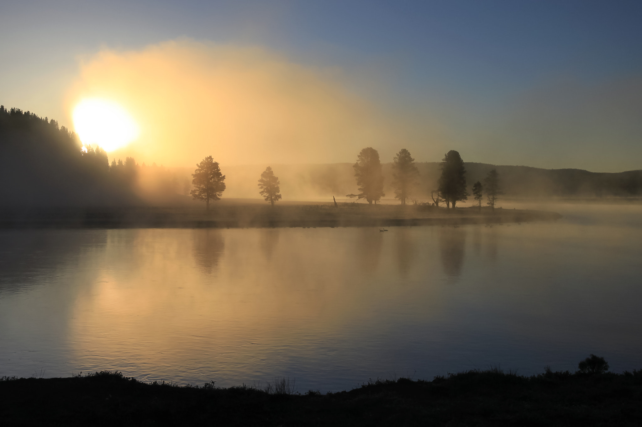 Canon EOS 500D (EOS Rebel T1i / EOS Kiss X3) sample photo. Sunrise, yellowstone river photography