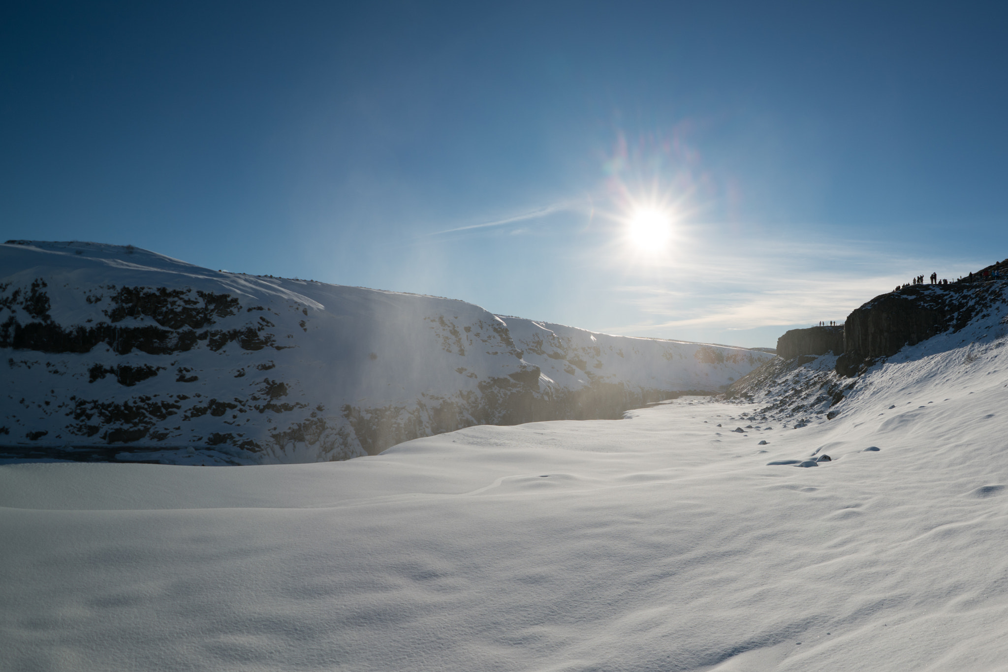 Sony FE 28mm F2 sample photo. Gullfoss - ice desert near waterfall photography