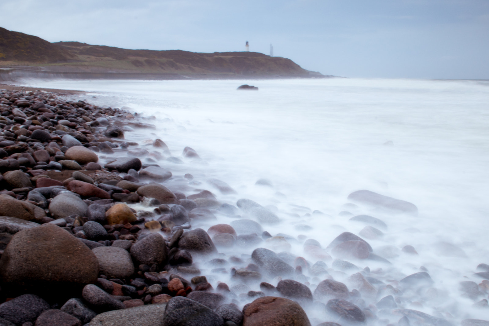 Sony a7 II + Canon EF 20mm F2.8 USM sample photo. - greyhope bay,  more silk on rocks - photography
