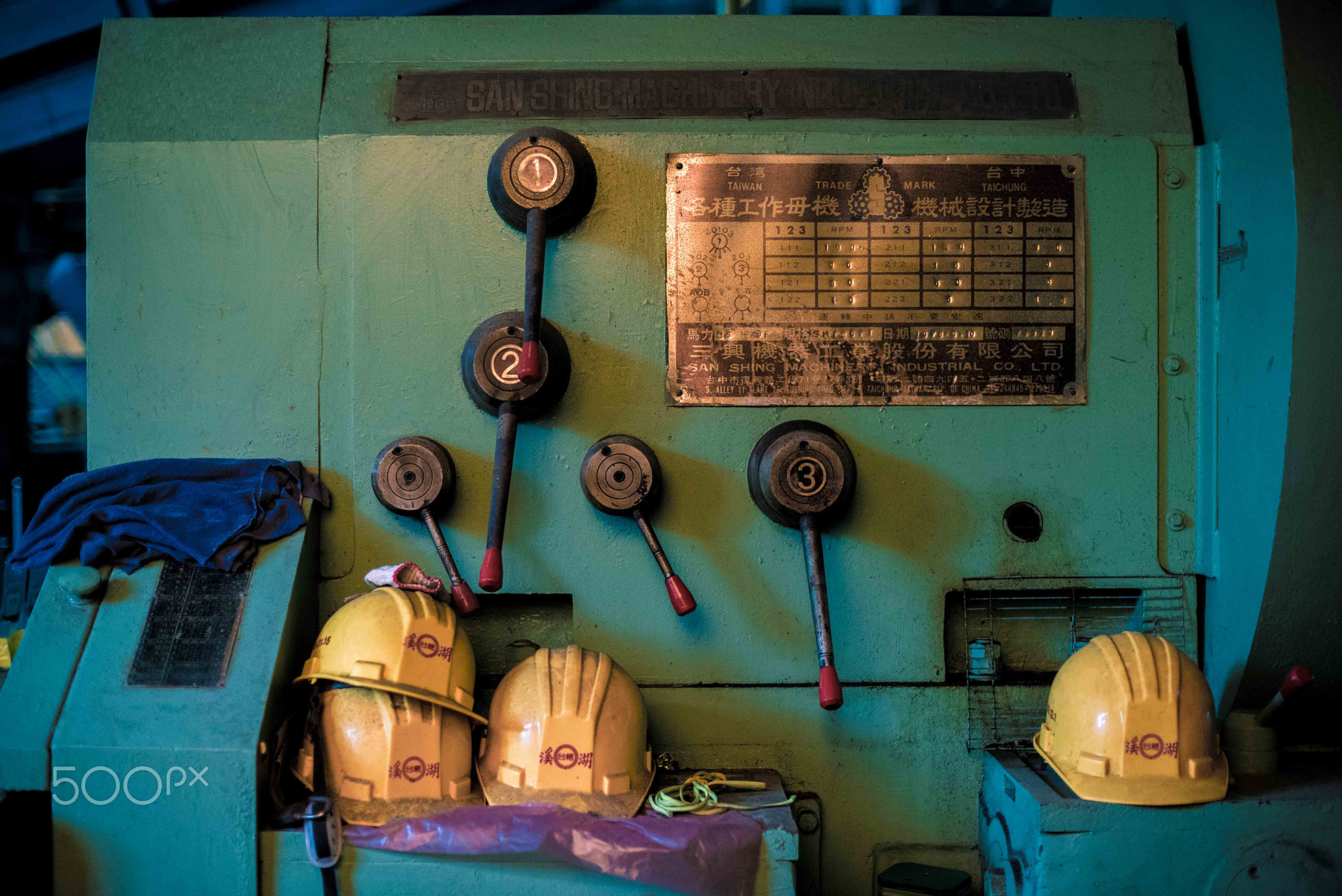 Old machines and helmet