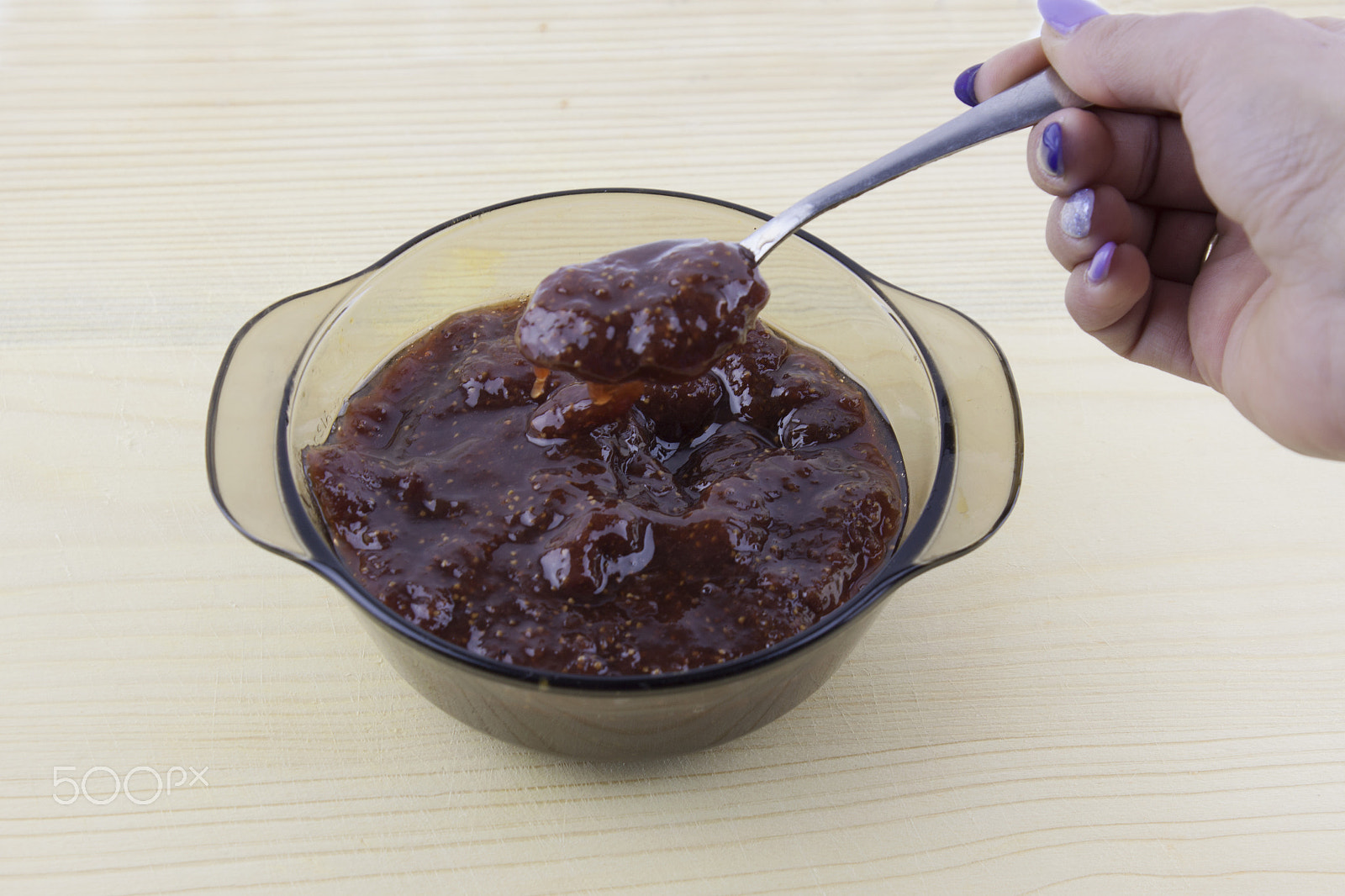 Canon EF-S 18-55mm F3.5-5.6 III sample photo. Hand holding a spoonful of jam photography