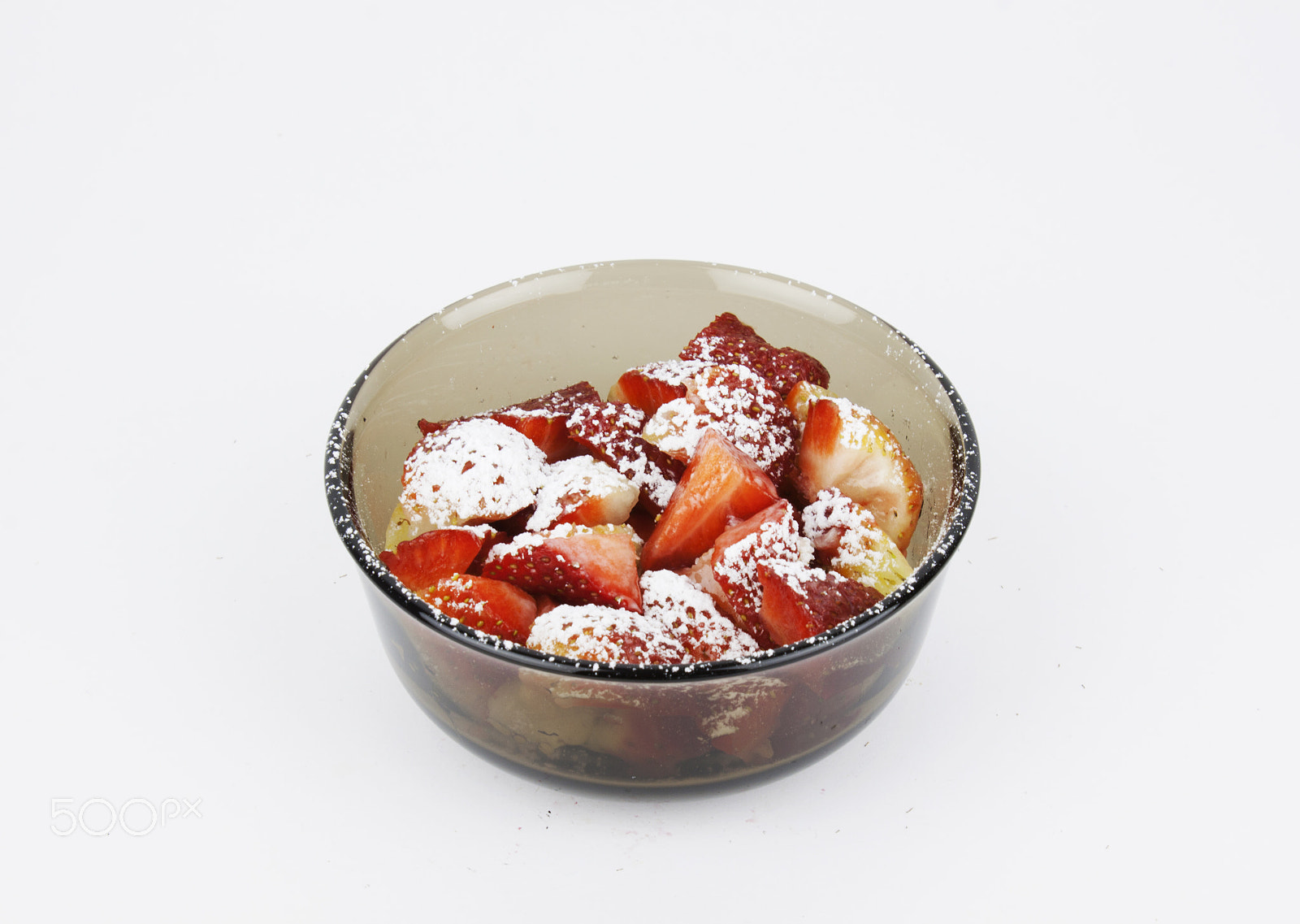 Canon EF-S 18-55mm F3.5-5.6 III sample photo. Sliced strawberries with powdered sugar photography