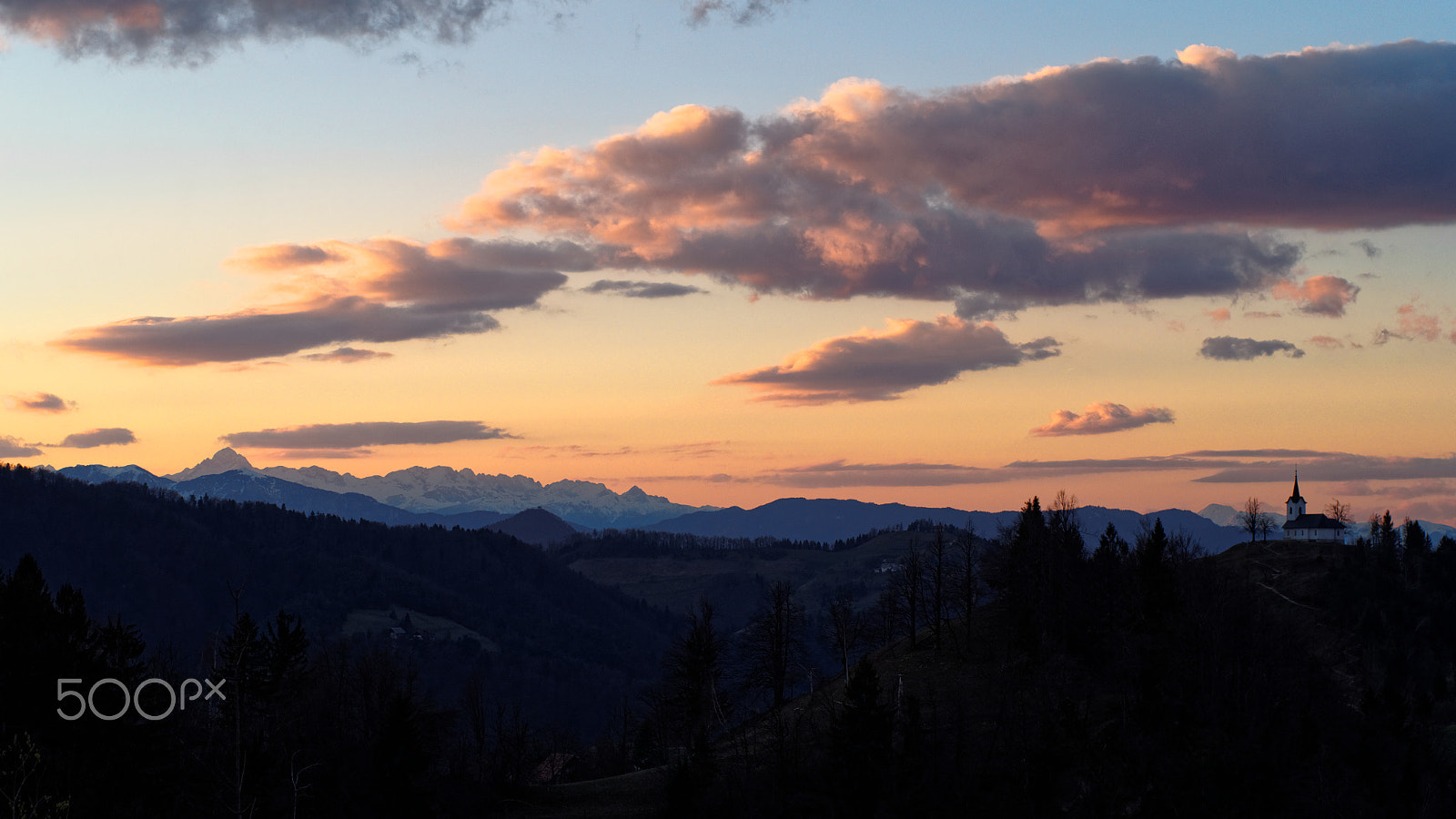 Pentax K-50 sample photo. Sv jakob in front and triglav in distance photography