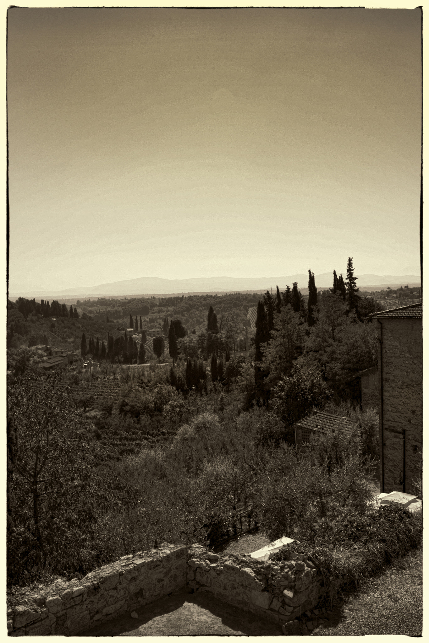 Canon EOS 5D + Tamron AF 28-300mm F3.5-6.3 XR Di LD Aspherical (IF) Macro sample photo. Tuscan landscape in b&w photography