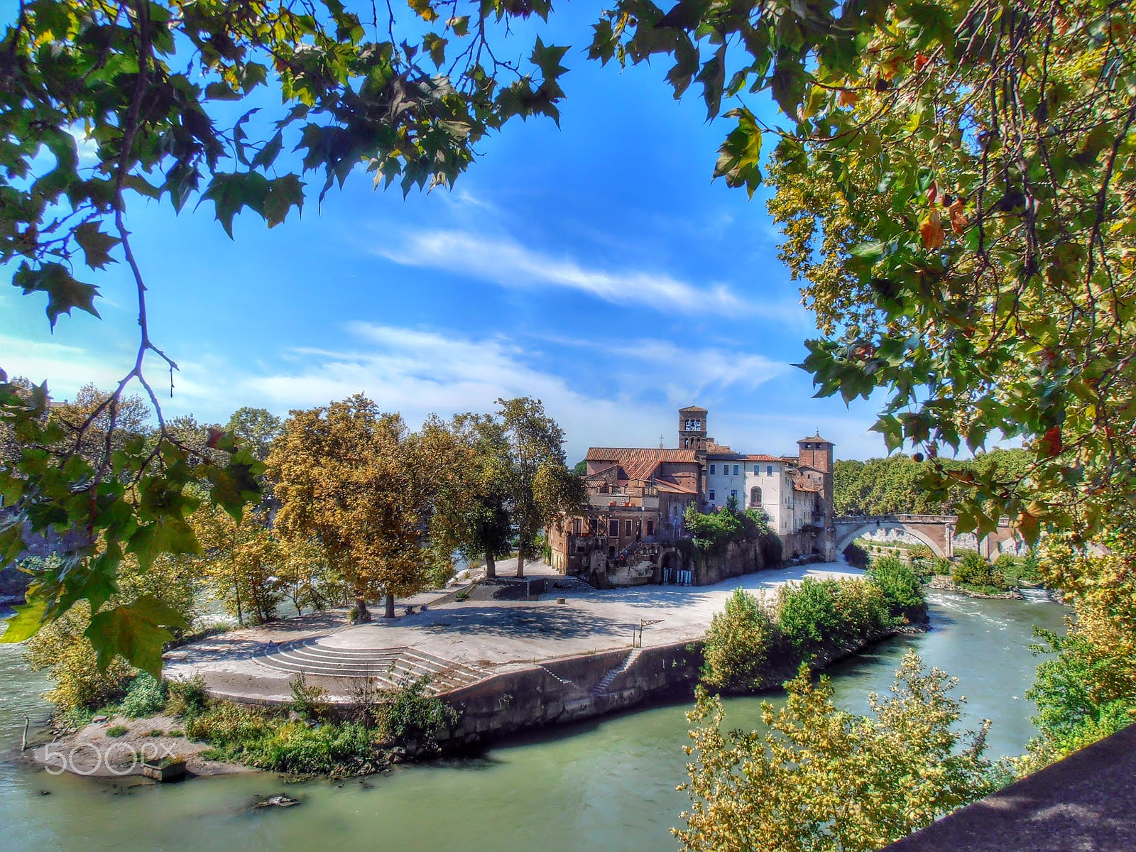 Olympus VR325,VR320,D725 sample photo. Tiberine island in rome photography