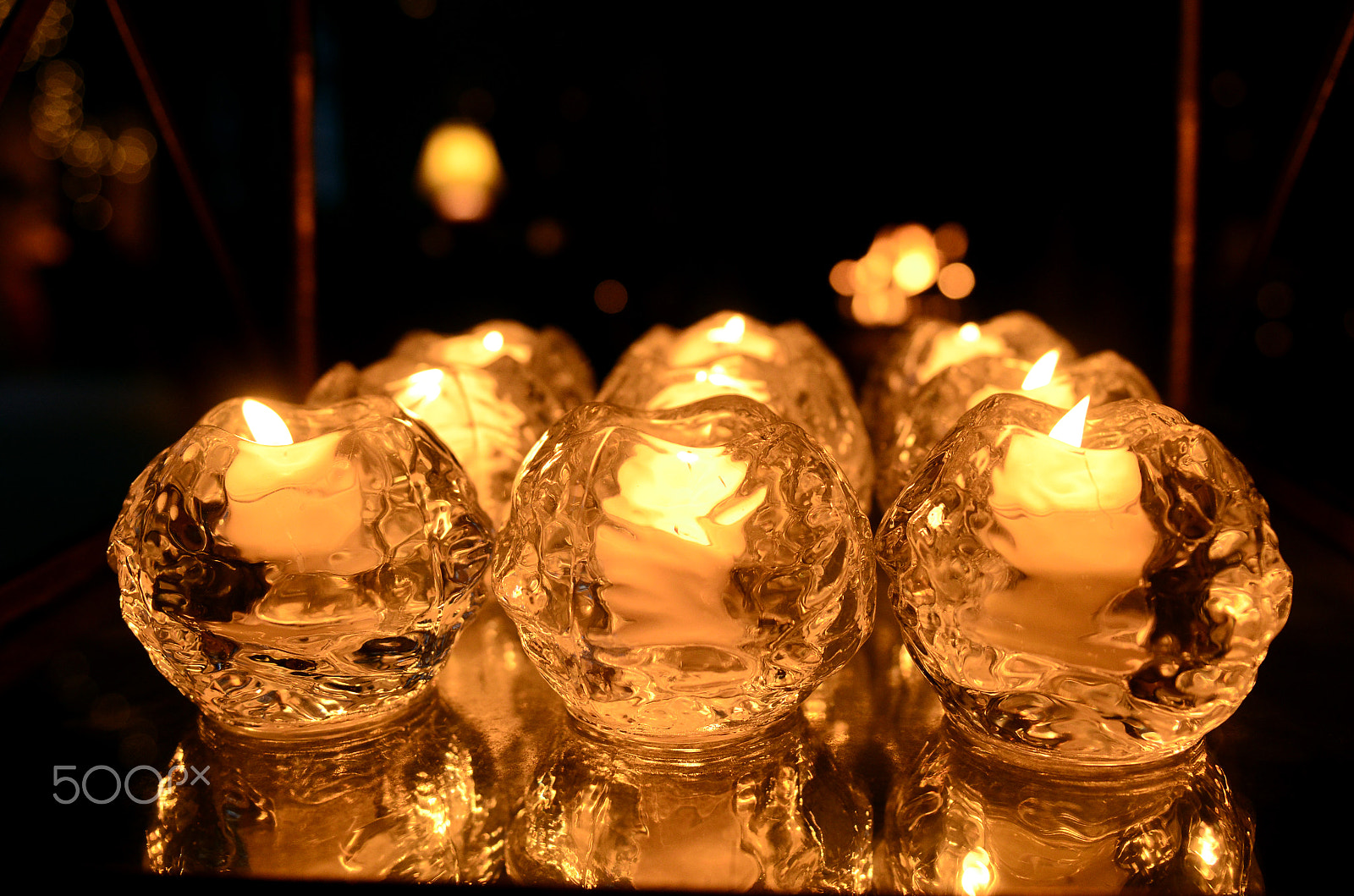 Nikon D7000 + Nikkor 500mm f/4 P ED IF sample photo. Candles in glass beads photography