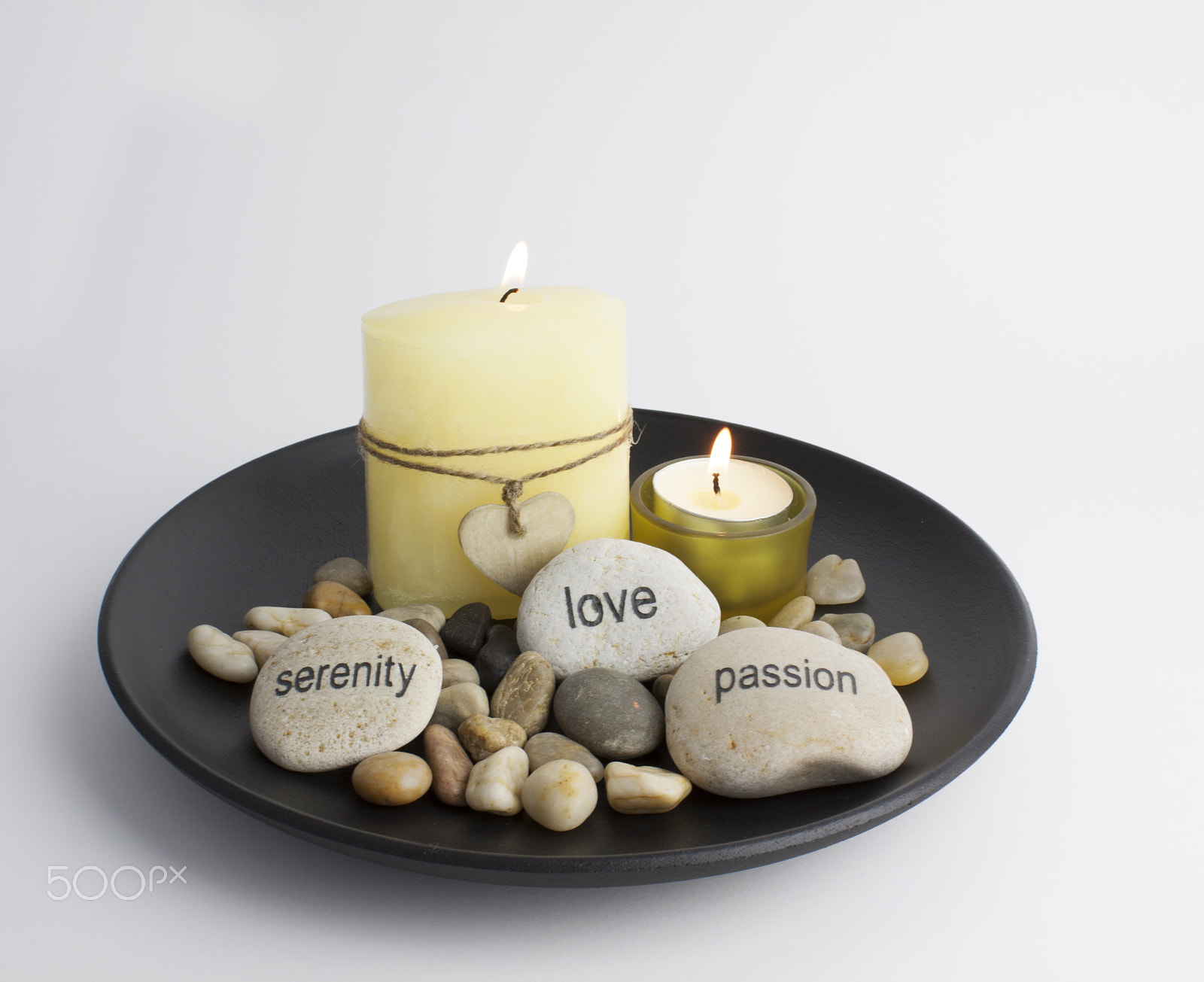 Canon EF-S 18-55mm F3.5-5.6 III sample photo. Table arrangement with candles and stones photography
