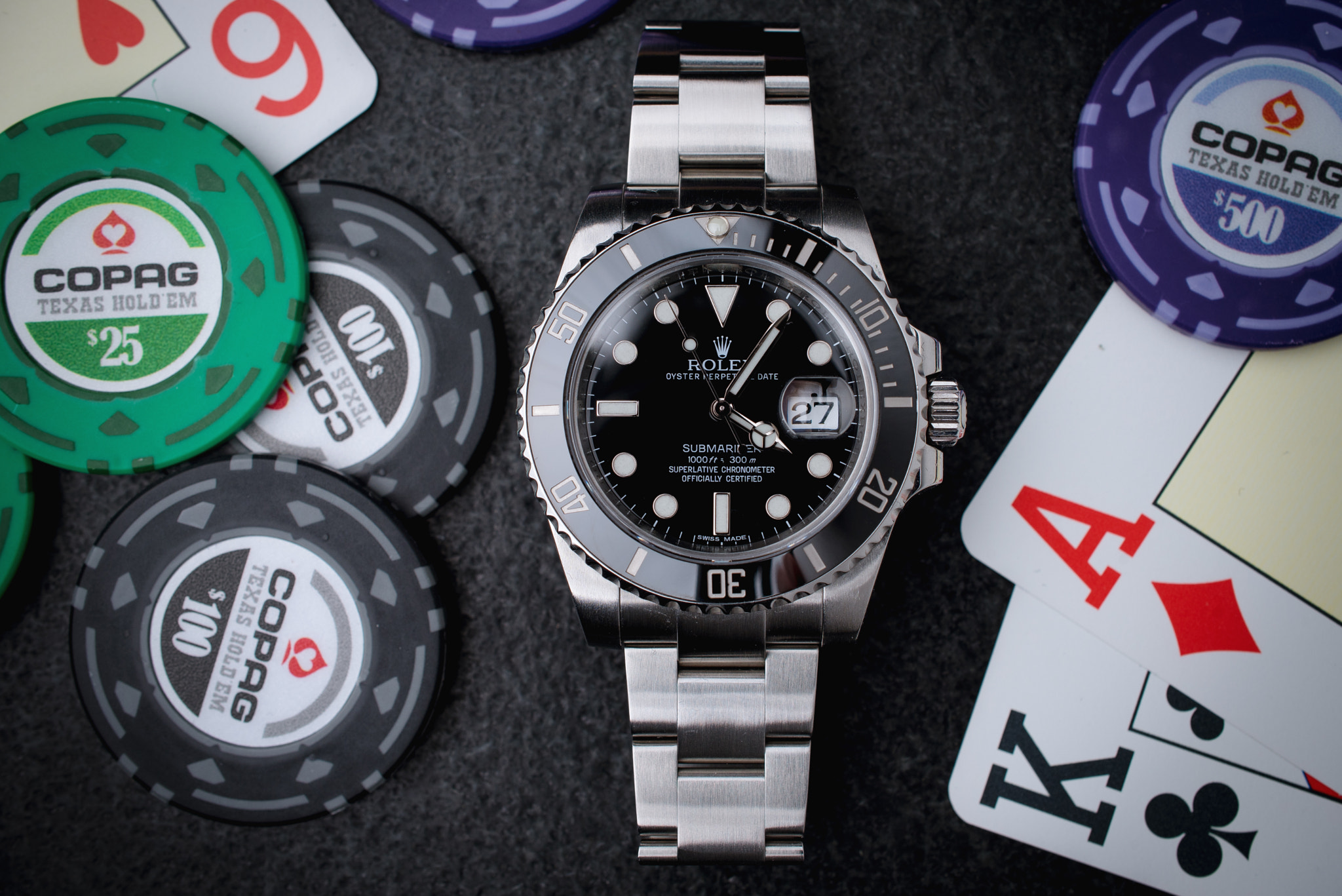 Nikon AF-S DX Micro Nikkor 40mm F2.8 sample photo. Poker night - rolex submariner photography