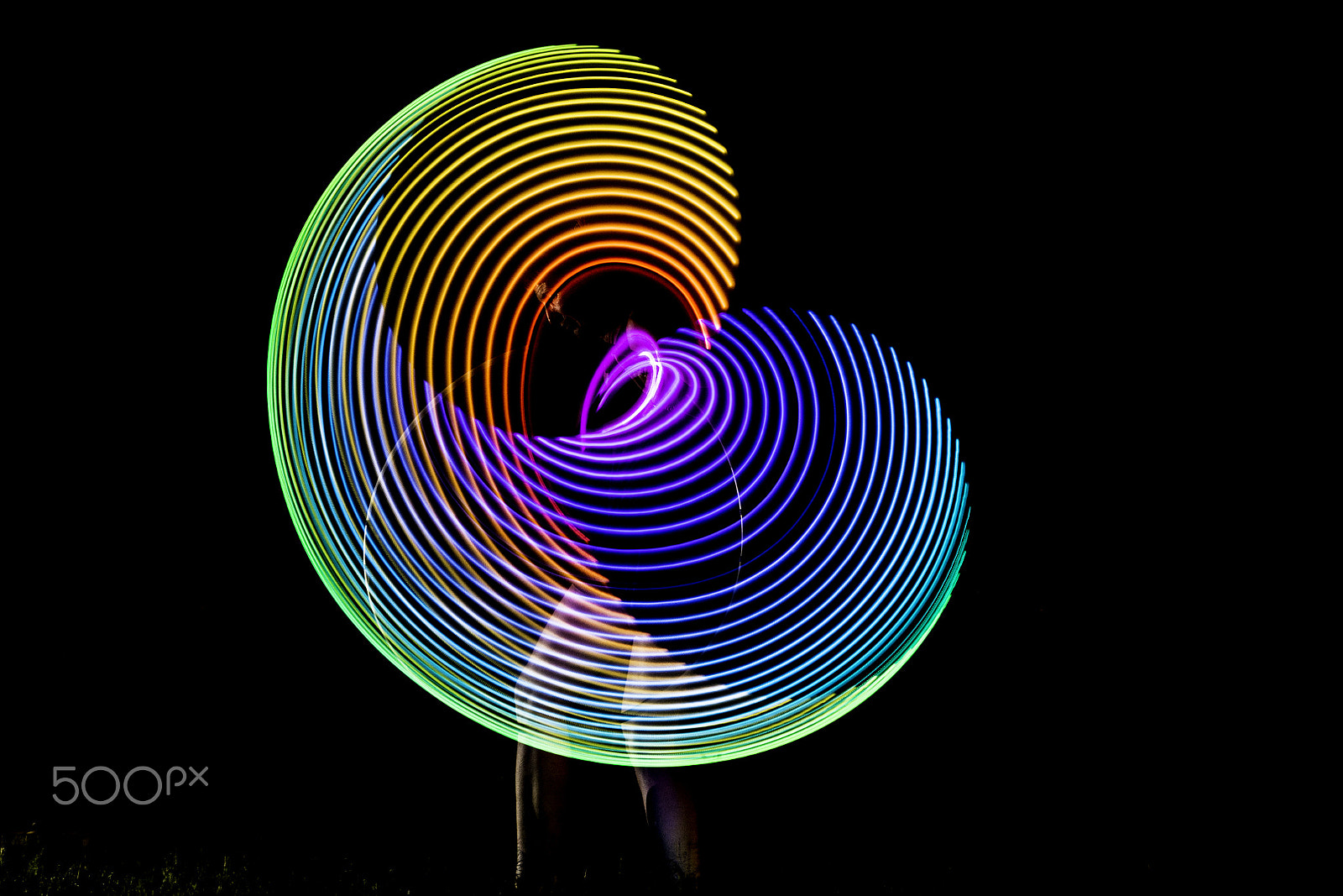 Nikon D5200 + Tamron SP 24-70mm F2.8 Di VC USD sample photo. Neon hoop twirling at a full moon festival photography