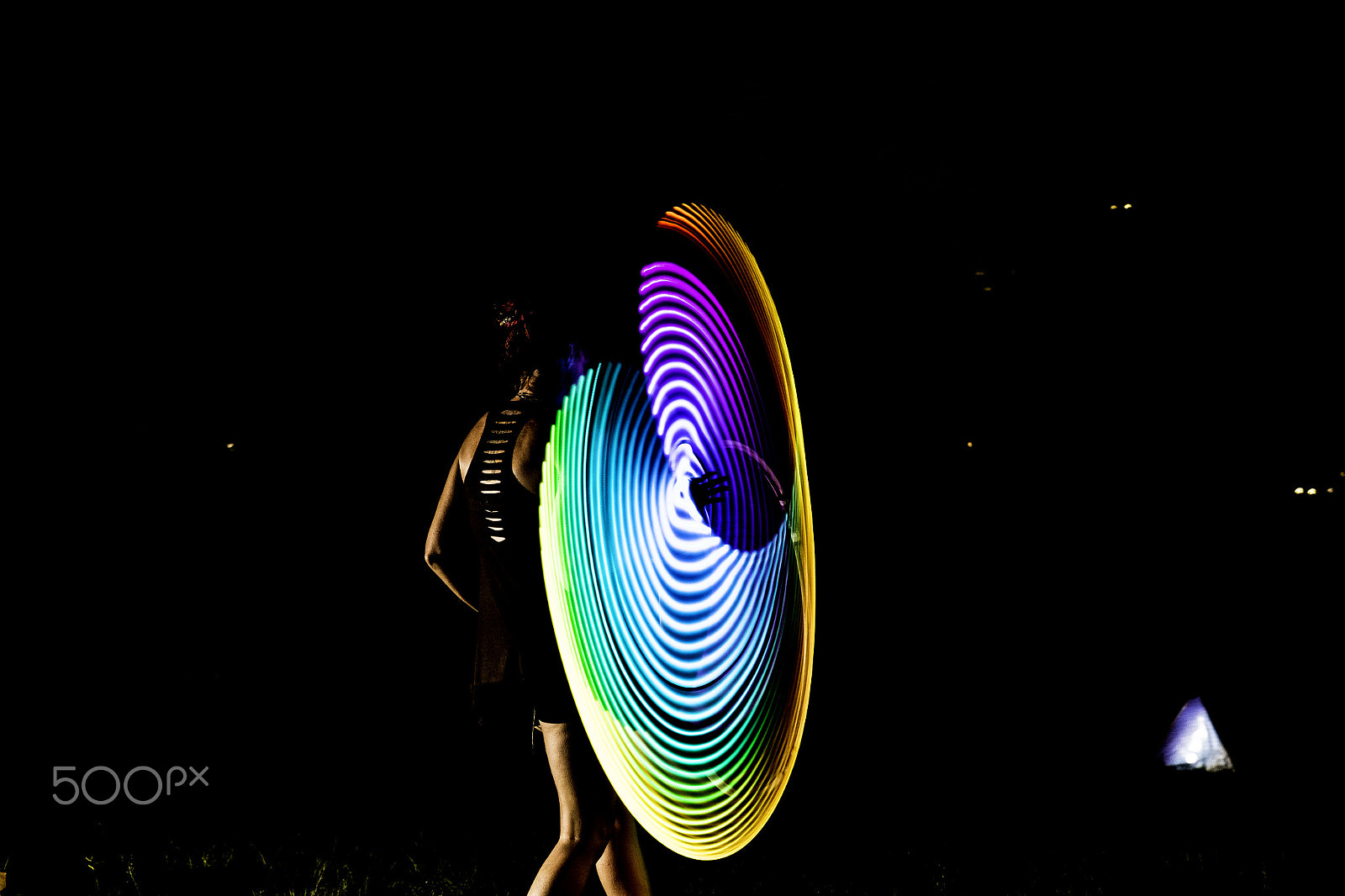 Nikon D5200 + Tamron SP 24-70mm F2.8 Di VC USD sample photo. Neon hoop twirling at a full moon festival photography