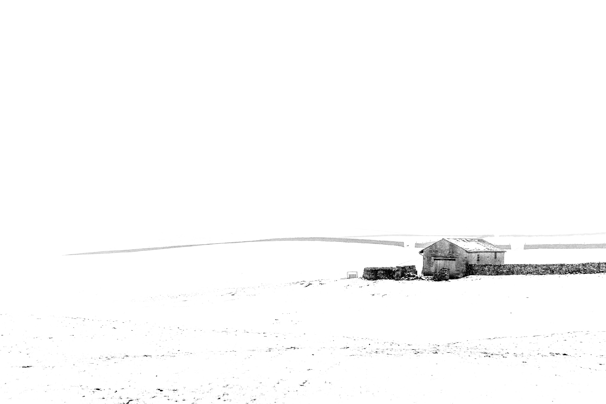 Canon EF-S 24mm F2.8 STM sample photo. Yorkshire barn in white out conditions photography