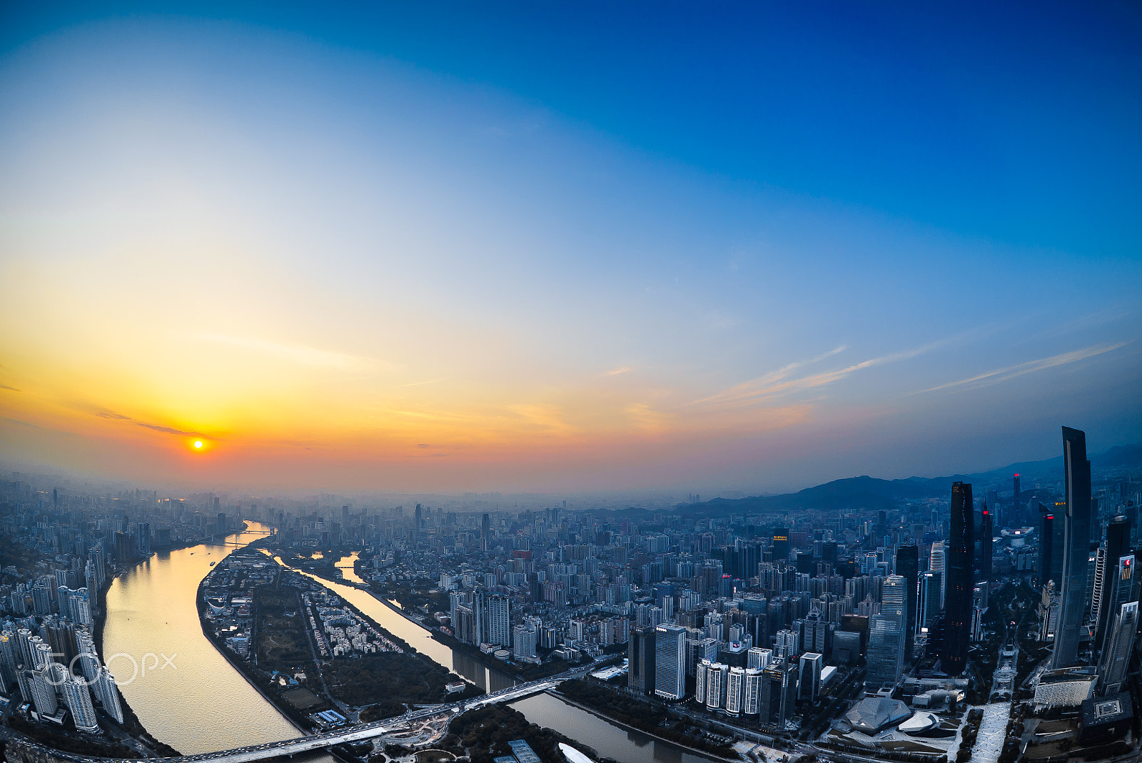 FE 16mm F3.5 Fisheye sample photo. Dusk in guangzhou photography