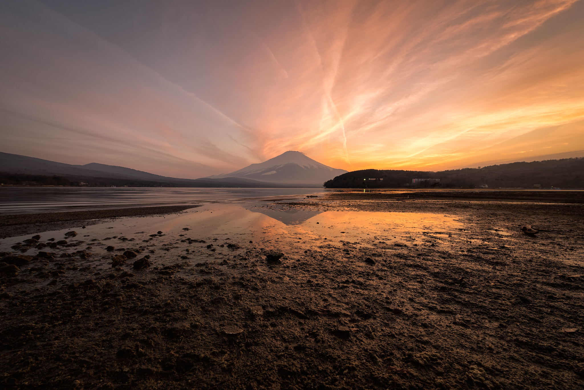 Nikon D810A sample photo. Sunset at yamanakako photography