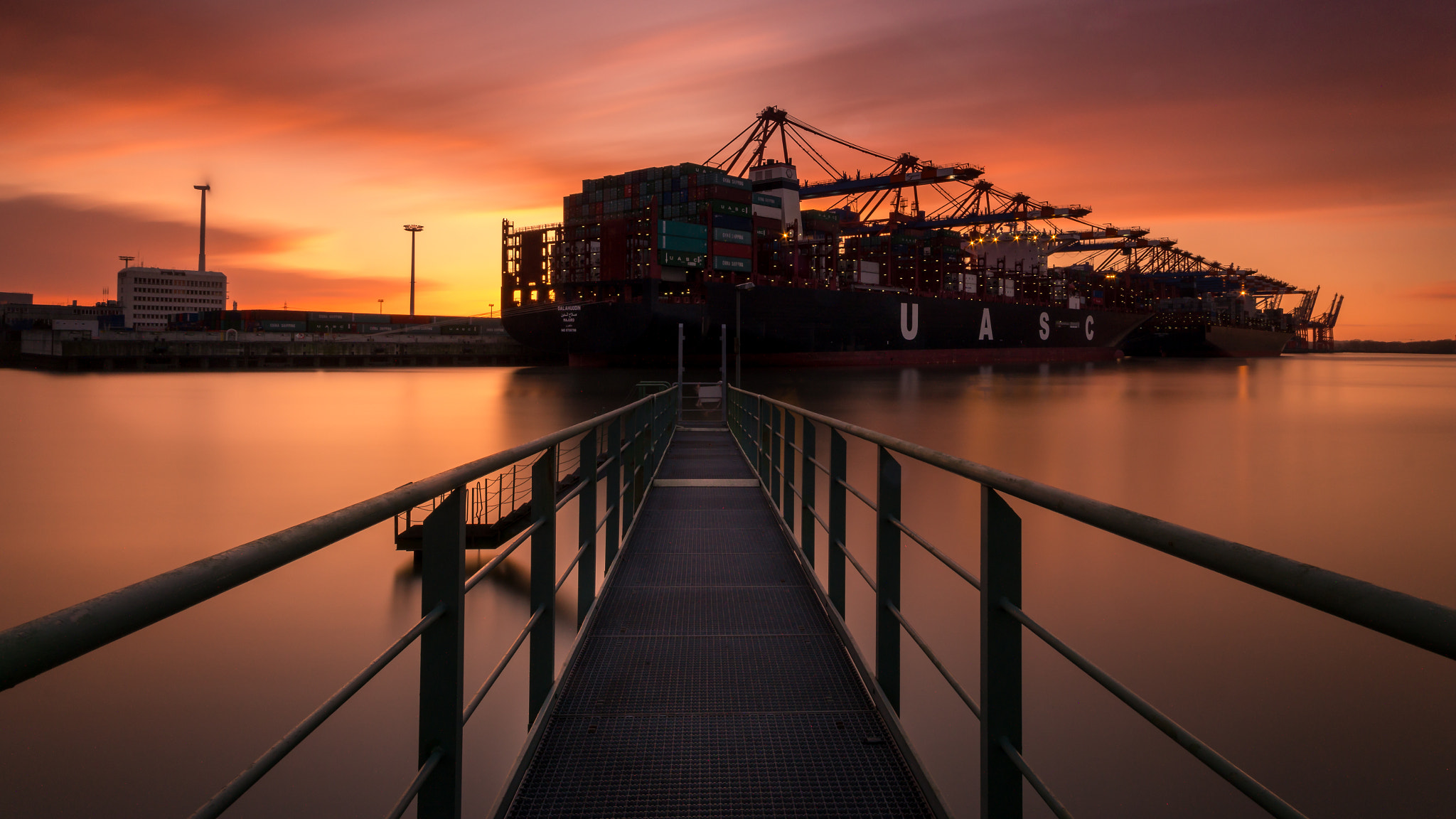 Minolta AF 28-80mm F3.5-5.6 II sample photo. Sunset @ container terminal photography