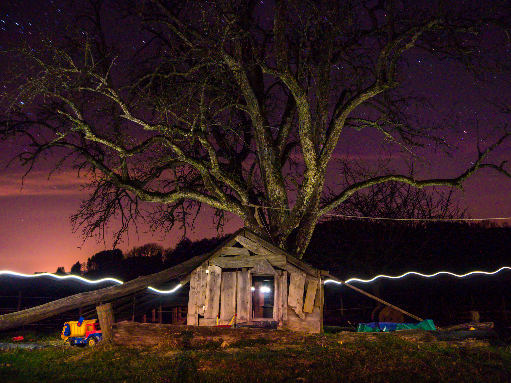 Panasonic Lumix DMC-G6 sample photo. Playground and tree at night photography