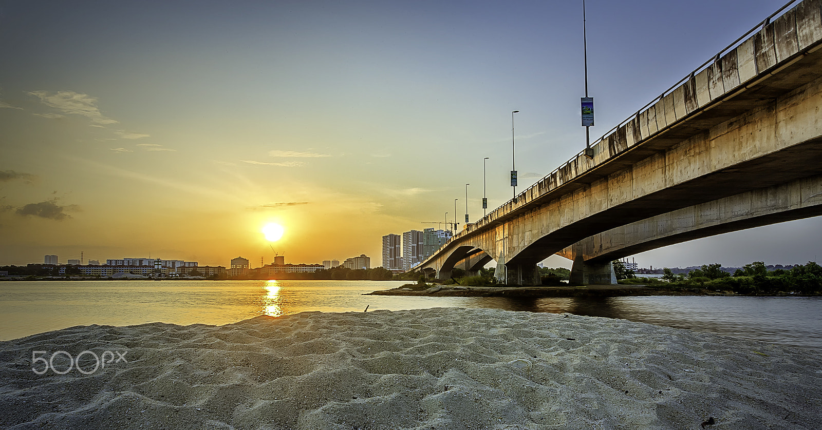 Canon EOS-1D Mark II sample photo. Hdr sunset permas bridge, johor photography