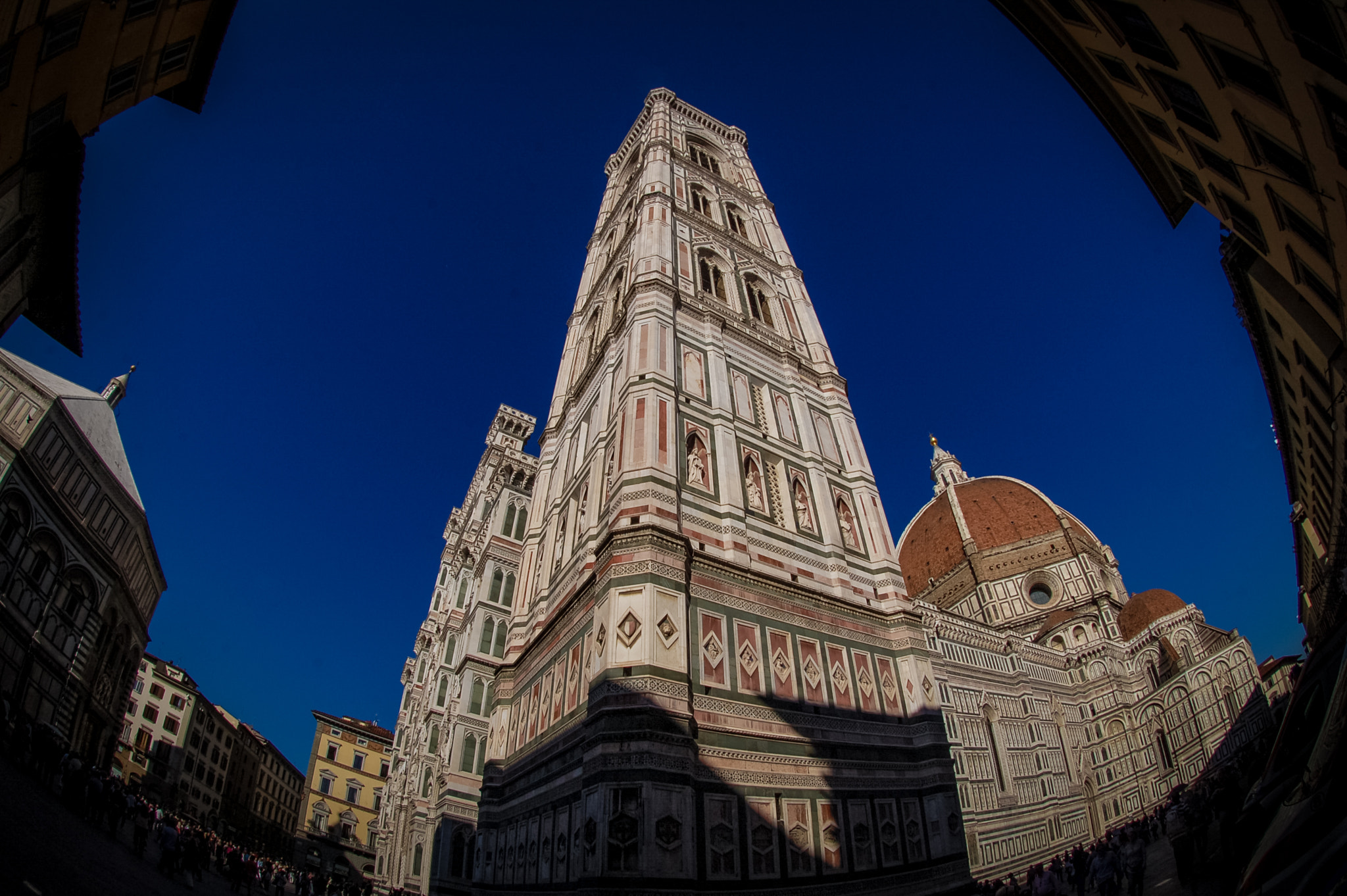 Nikon AF DX Fisheye-Nikkor 10.5mm F2.8G ED sample photo. Tower and duomo photography