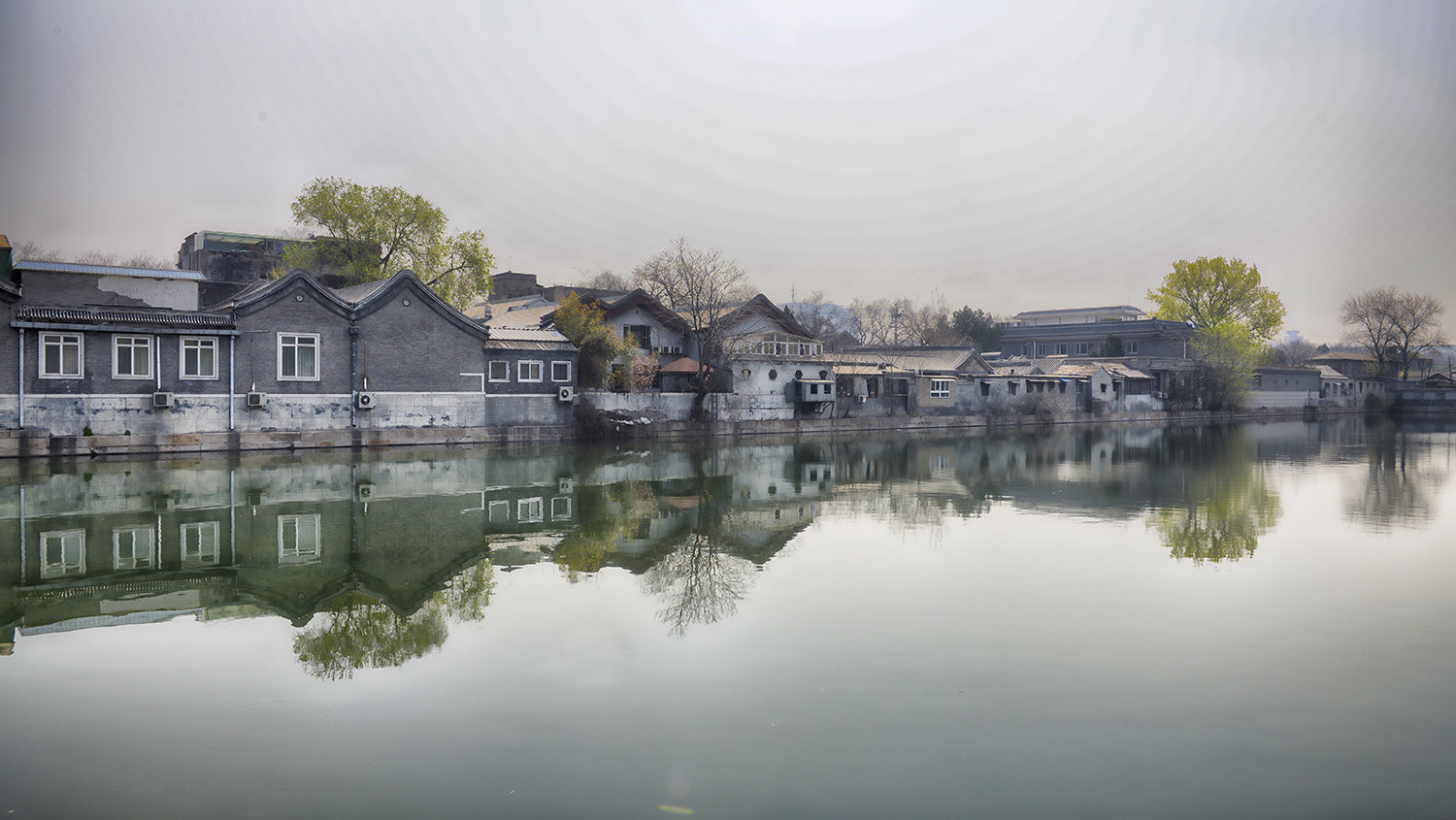 Samyang 12mm F2.8 ED AS NCS Fisheye sample photo. Beijing lake with houses photography