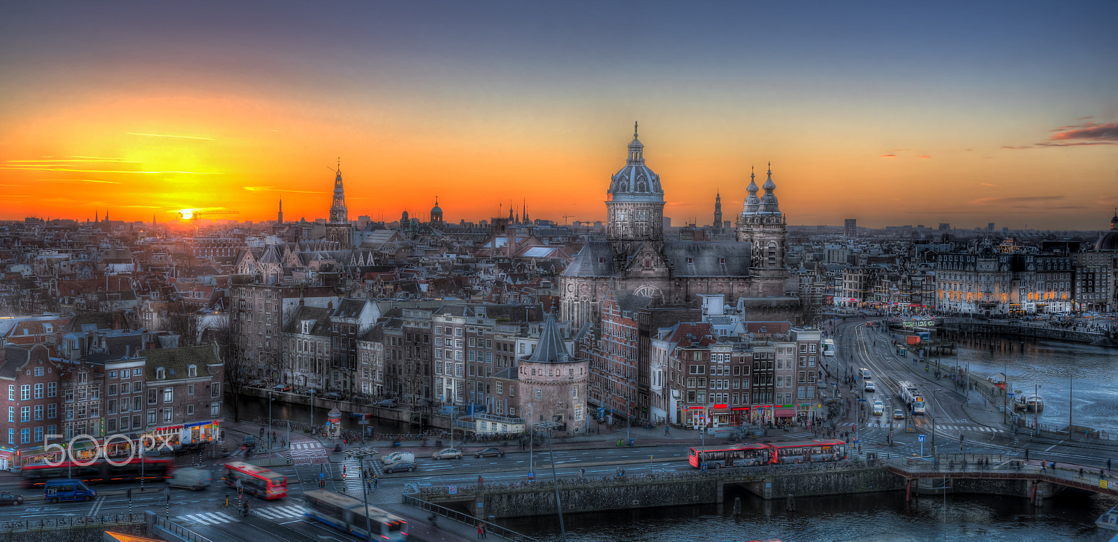 Nikon D750 + AF-S Nikkor 35mm f/1.8G sample photo. Sunset over amsterdam photography