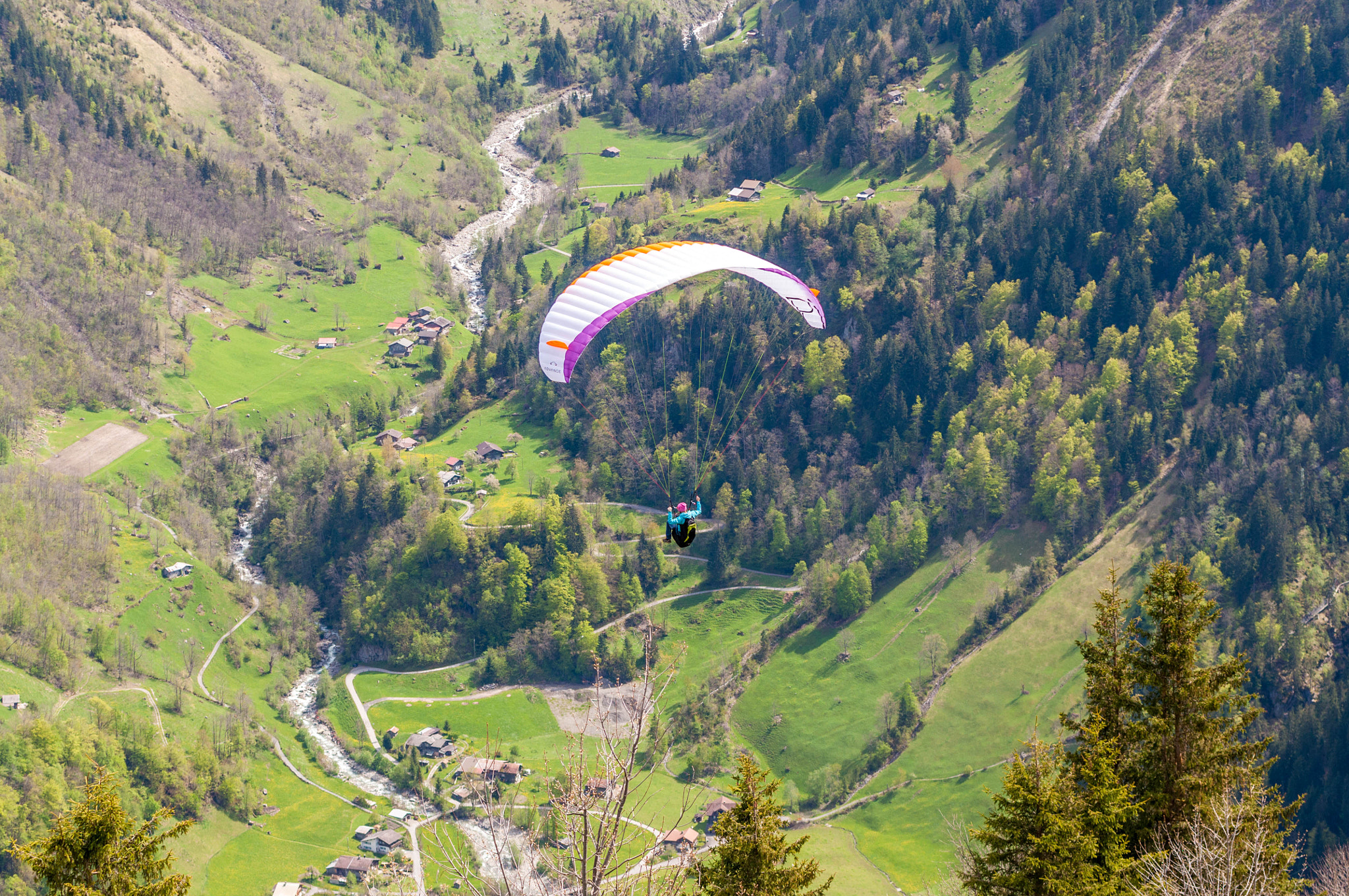 Nikon D90 + Tamron SP AF 70-200mm F2.8 Di LD (IF) MACRO sample photo. Paragliding in switzerland ii photography