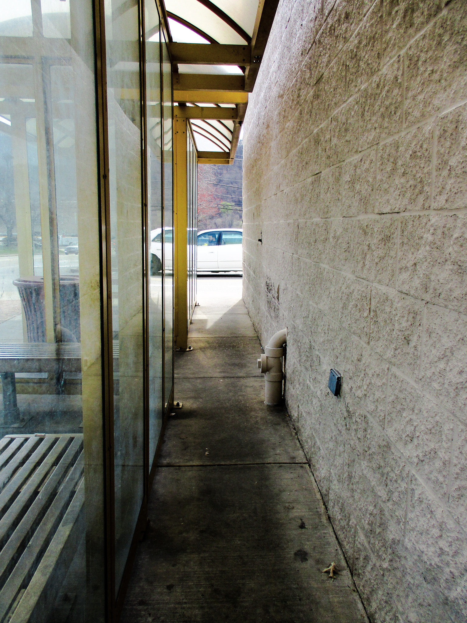 Canon PowerShot ELPH 160 (IXUS 160 / IXY 150) sample photo. Behind the bus shelter photography