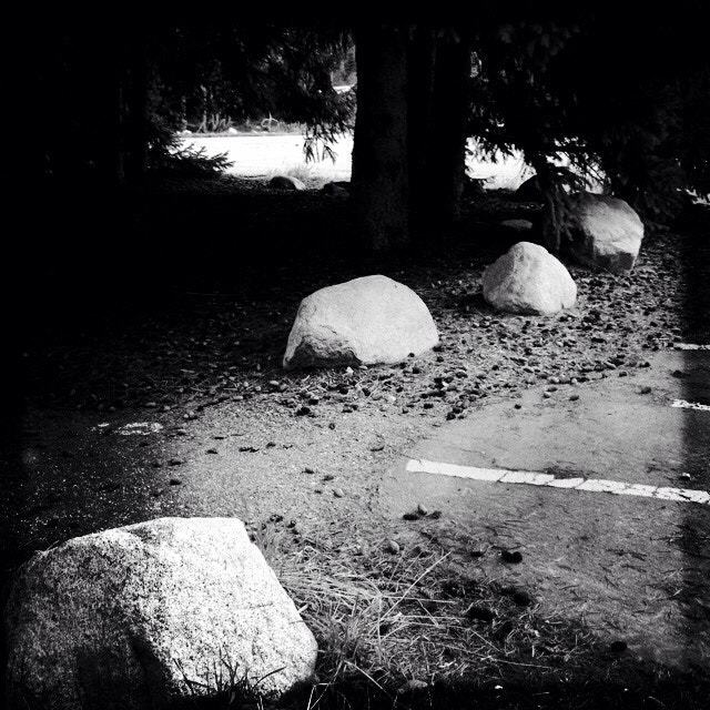 Hipstamatic 280 sample photo. Parking lot and rocks photography