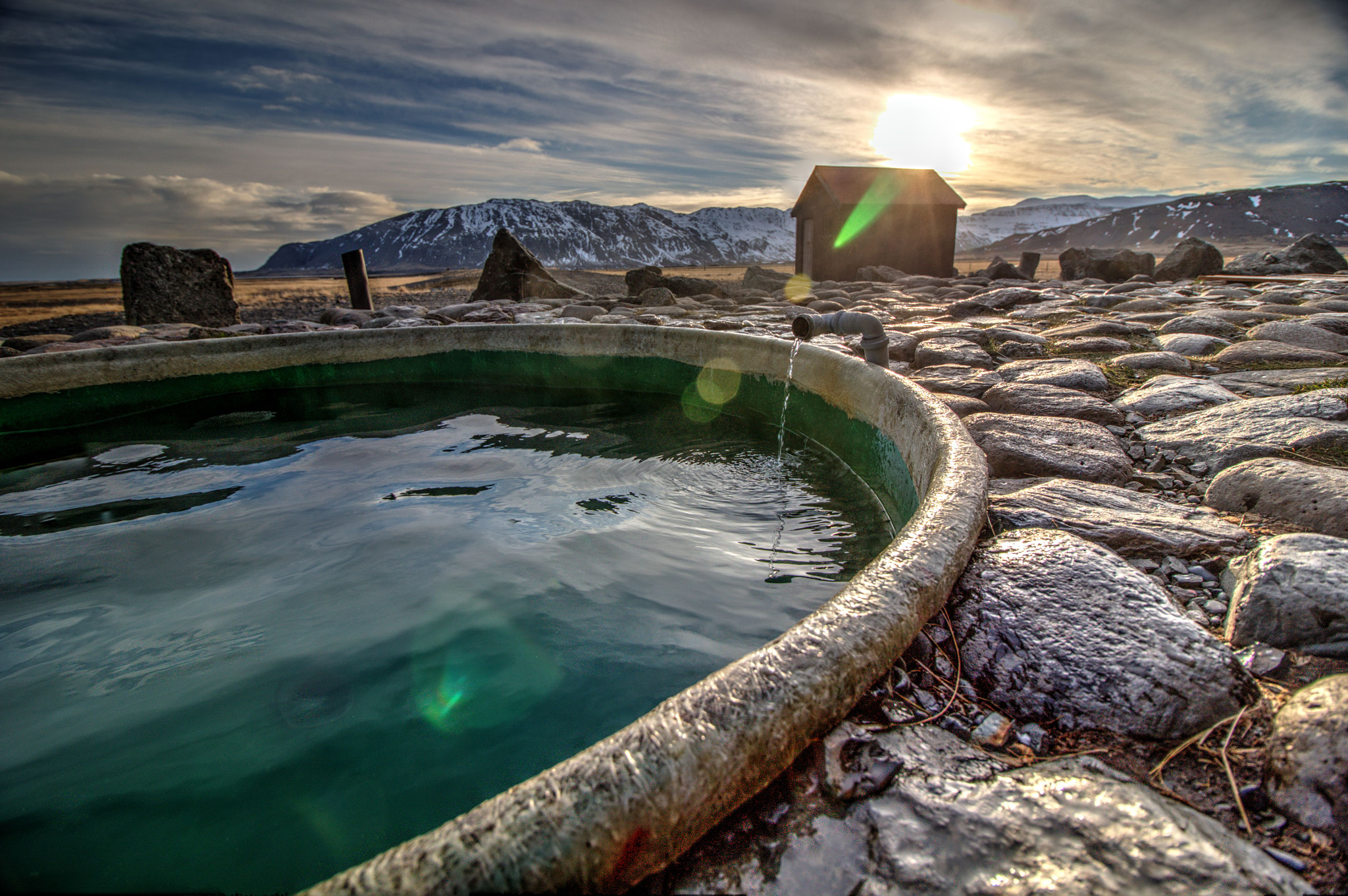 Canon EF-S 10-18mm F4.5–5.6 IS STM sample photo. Sunset in hot bath photography