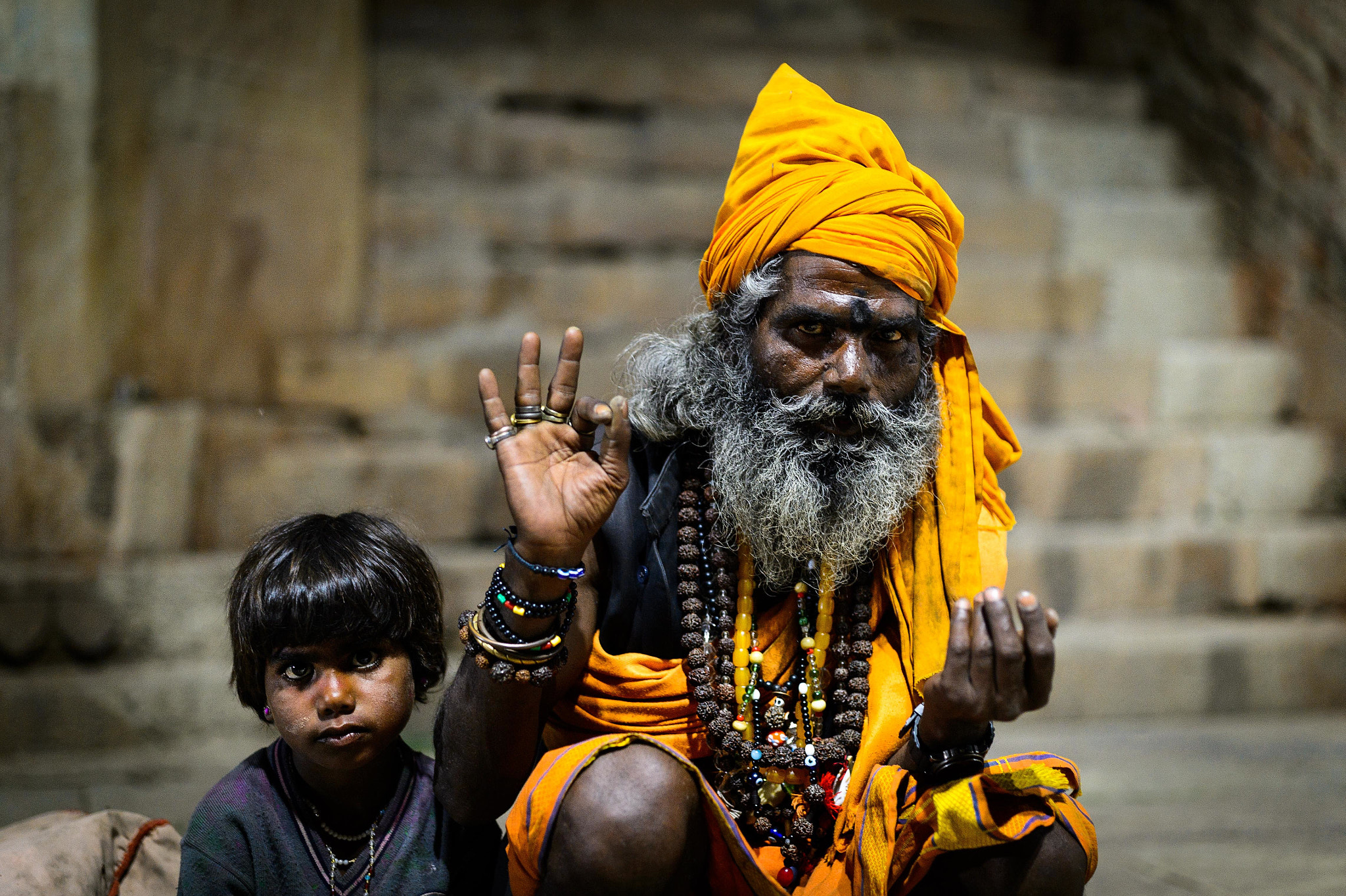 Nikon Df + ZEISS Otus 55mm F1.4 sample photo. Sadhu and kid photography