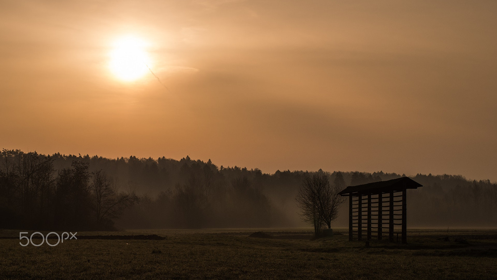 Pentax K-50 + Pentax smc FA 50mm F1.4 sample photo. Hayrack in sunrise photography