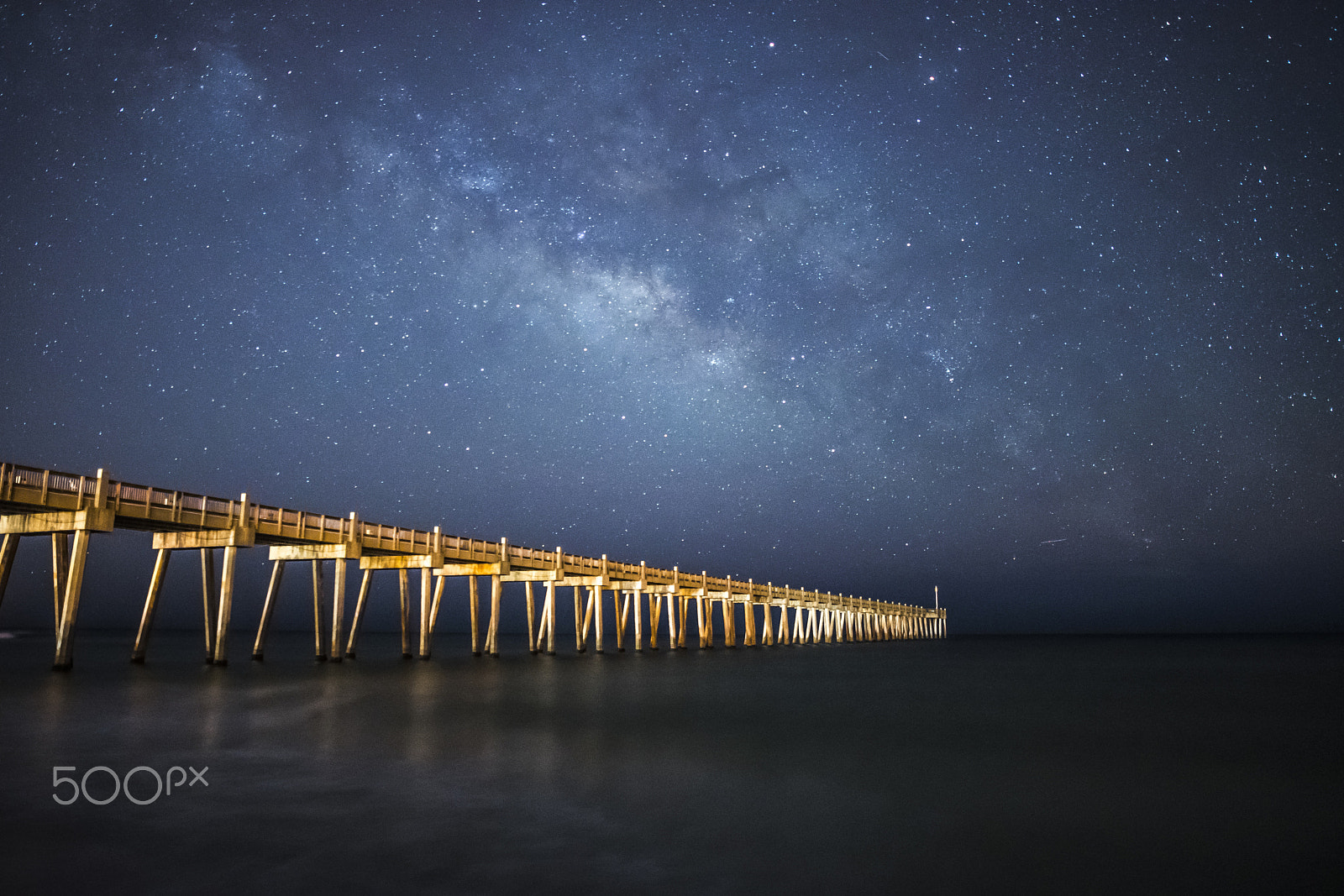 Nikon D5300 + Samyang 16mm F2 ED AS UMC CS sample photo. Milky way over pensacola beach fishing pier photography