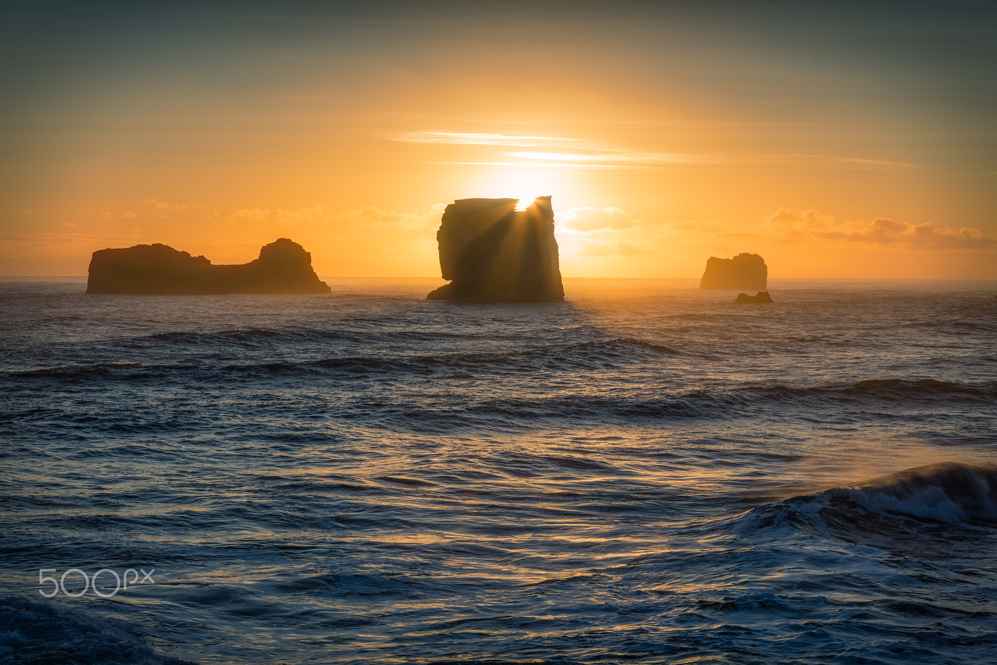 In the icelandic sunset light